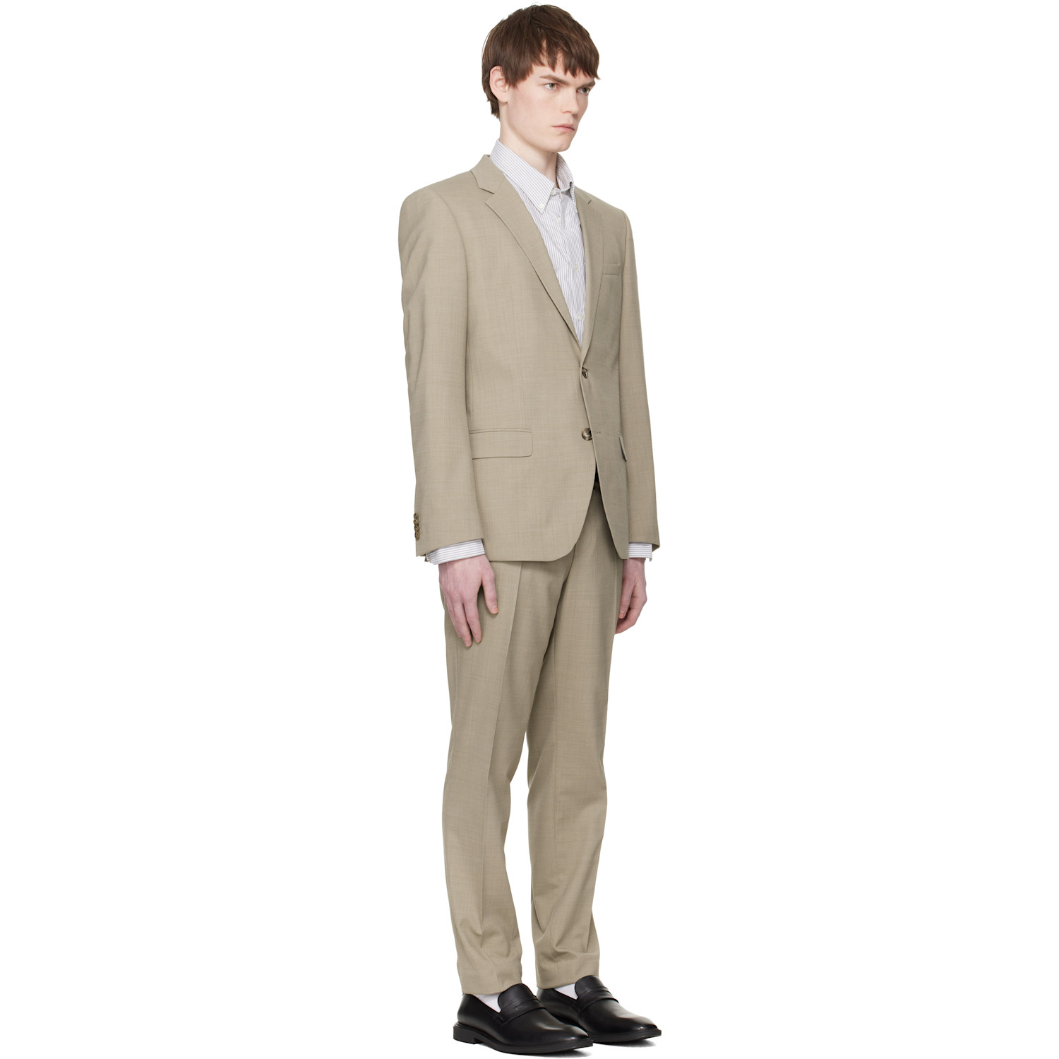  Hugo Beige Two-piece Slim-fit Stretch Cloth Suit 