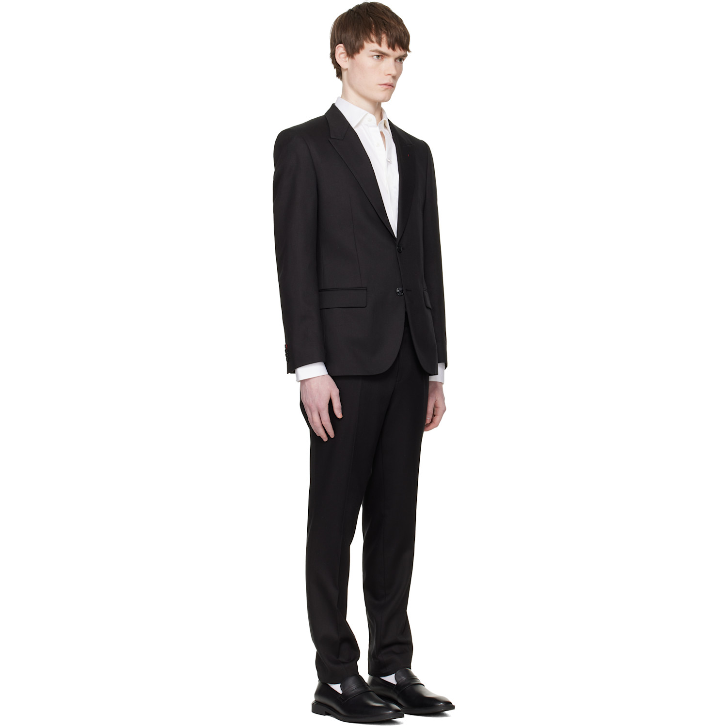  Hugo Black Three-piece Slim-fit Twill Suit 
