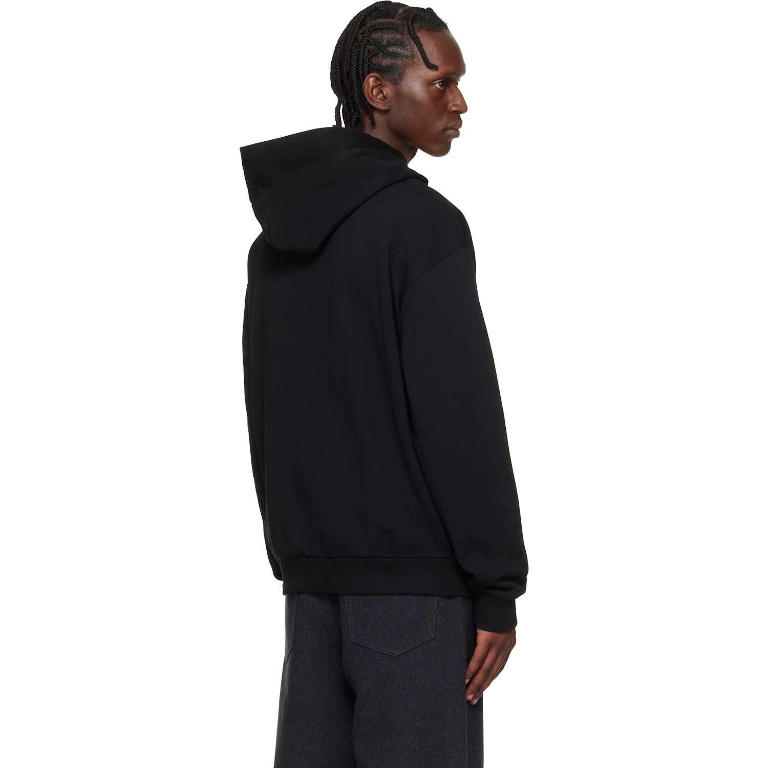  Hugo Black Cotton-terry Gradient Logo Hoodie 