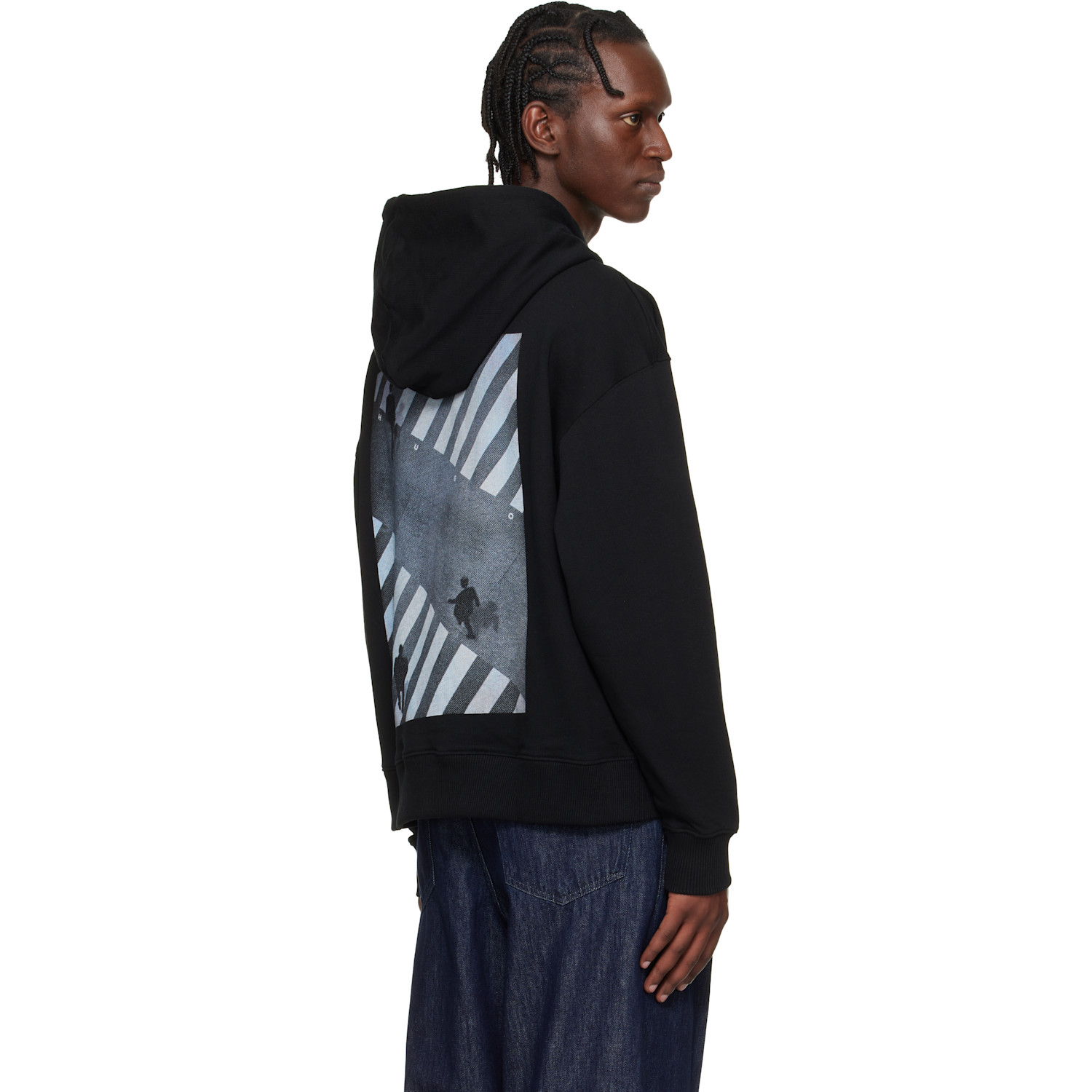  Hugo Black Oversized-fit Graphic Print Hoodie 