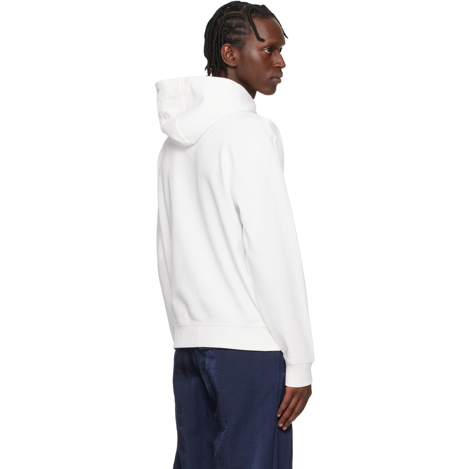  Hugo White Relaxed-fit Logo Print Hoodie 