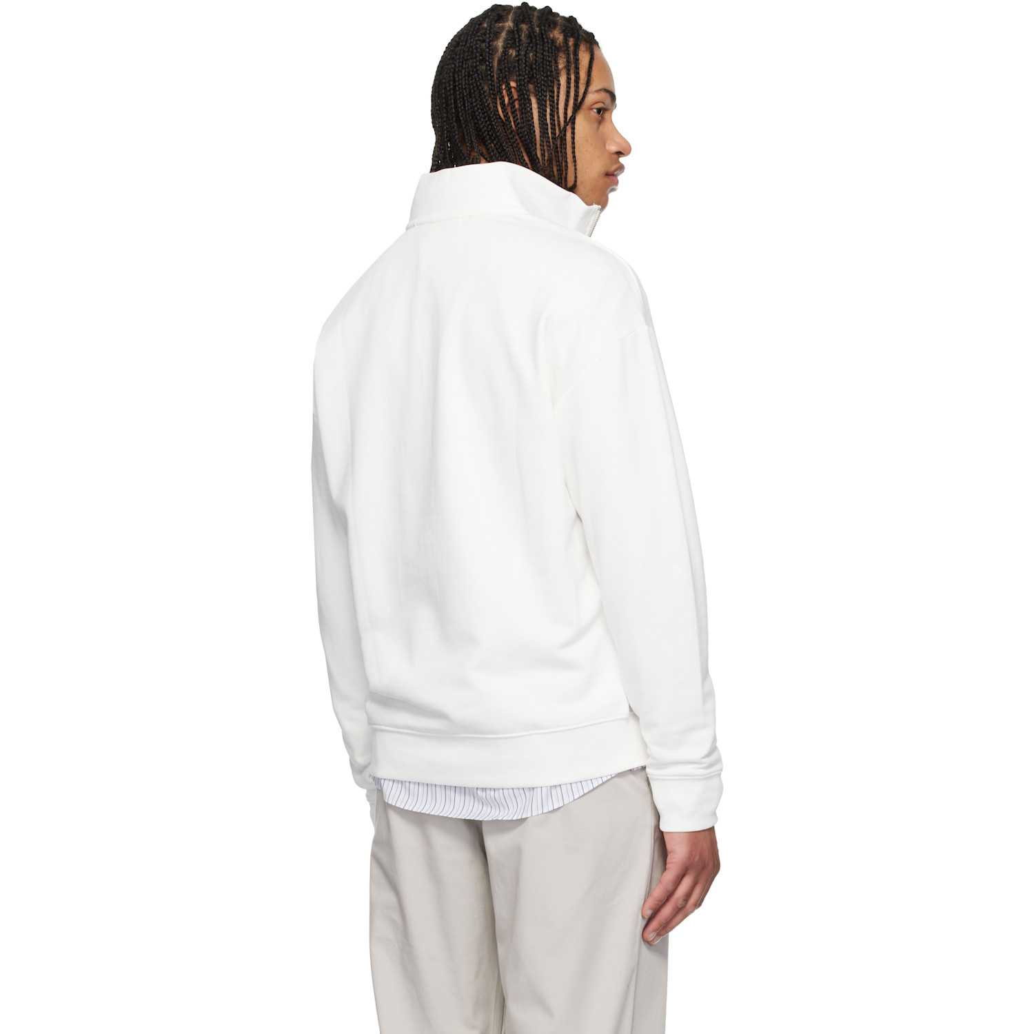  Hugo White Cotton-terry Logo Zip Neck Track Jacket 