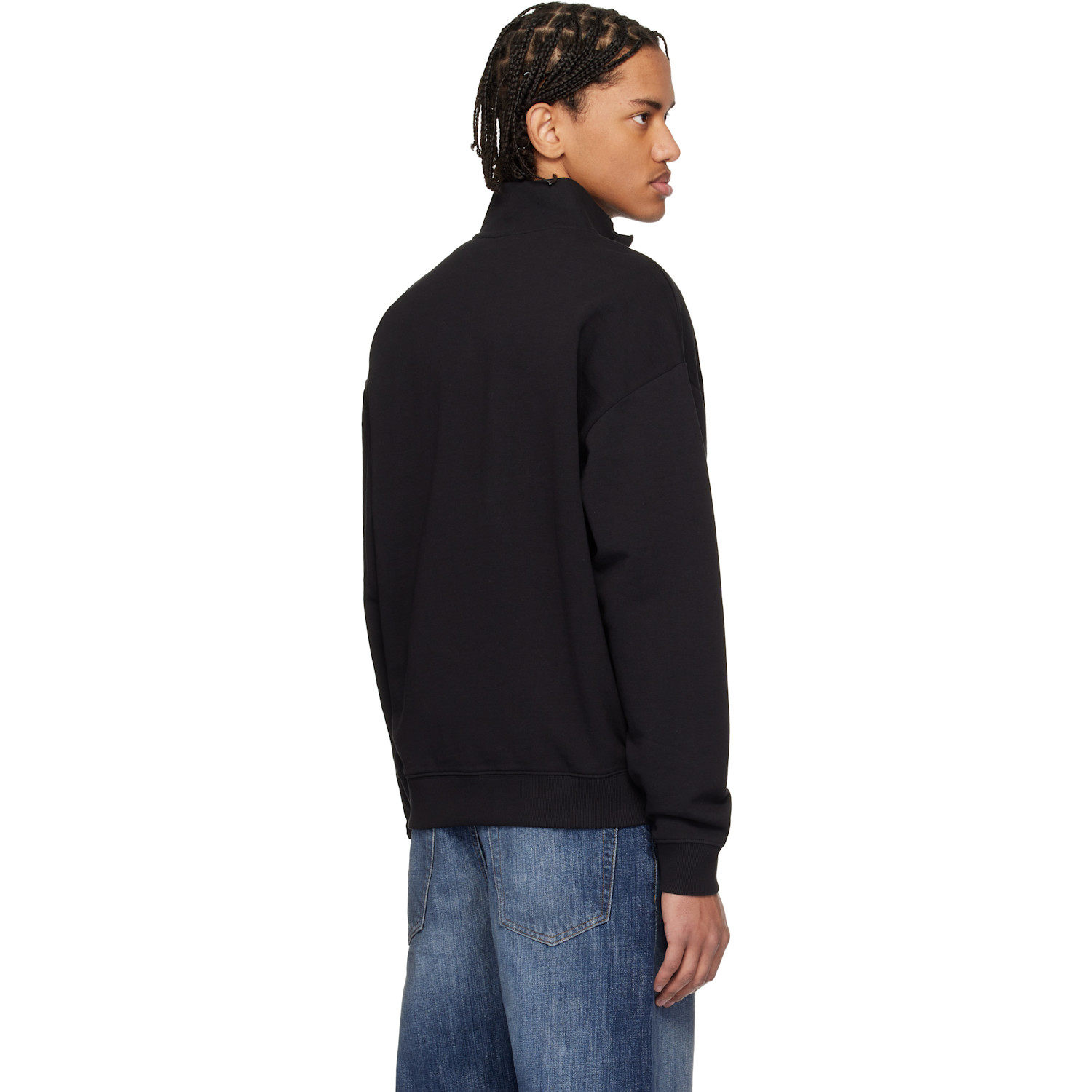  Hugo Black Cotton Terry Logo-print Sweatshirt 