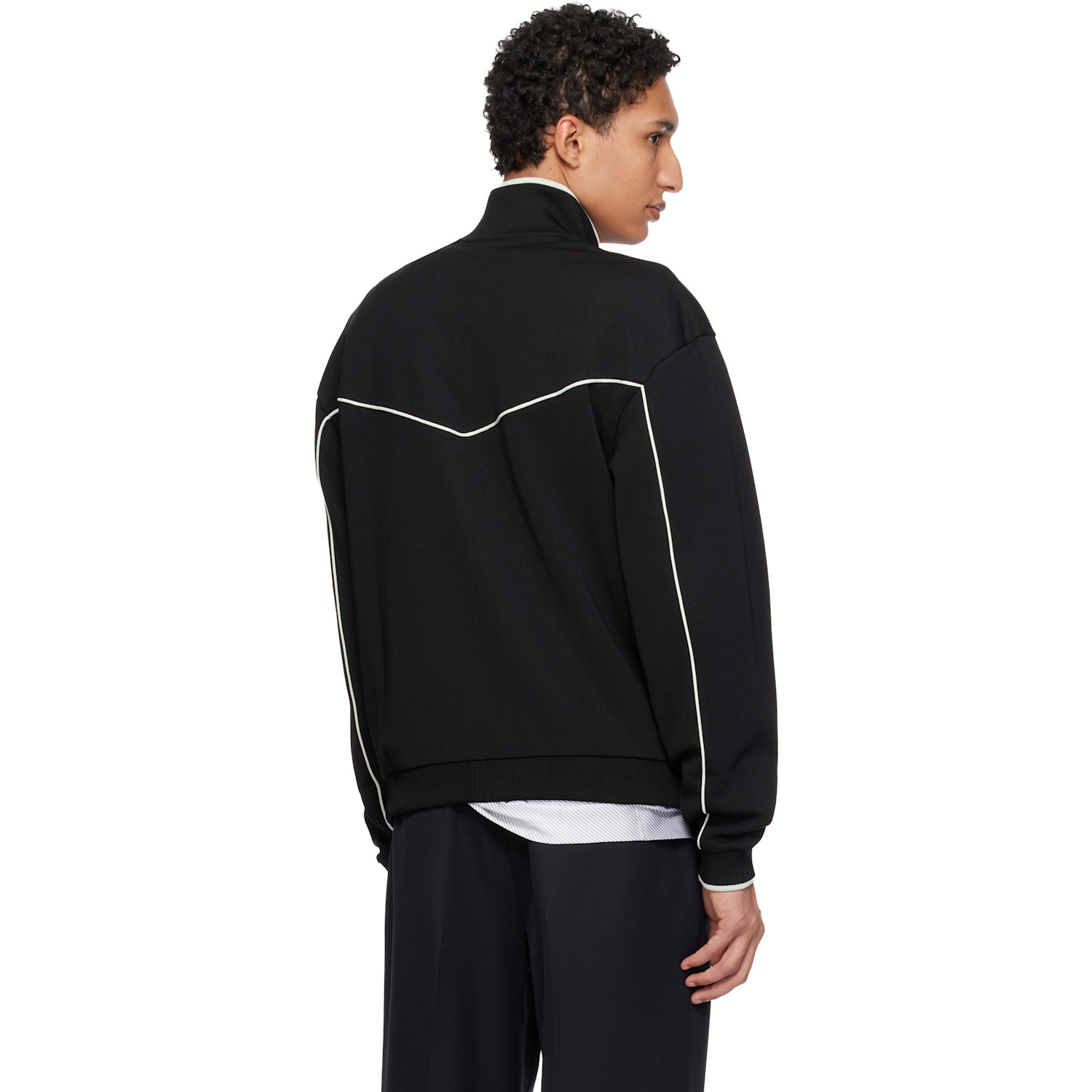  Hugo Black Cotton-blend Embroidered Logo Artwork Track Jacket 