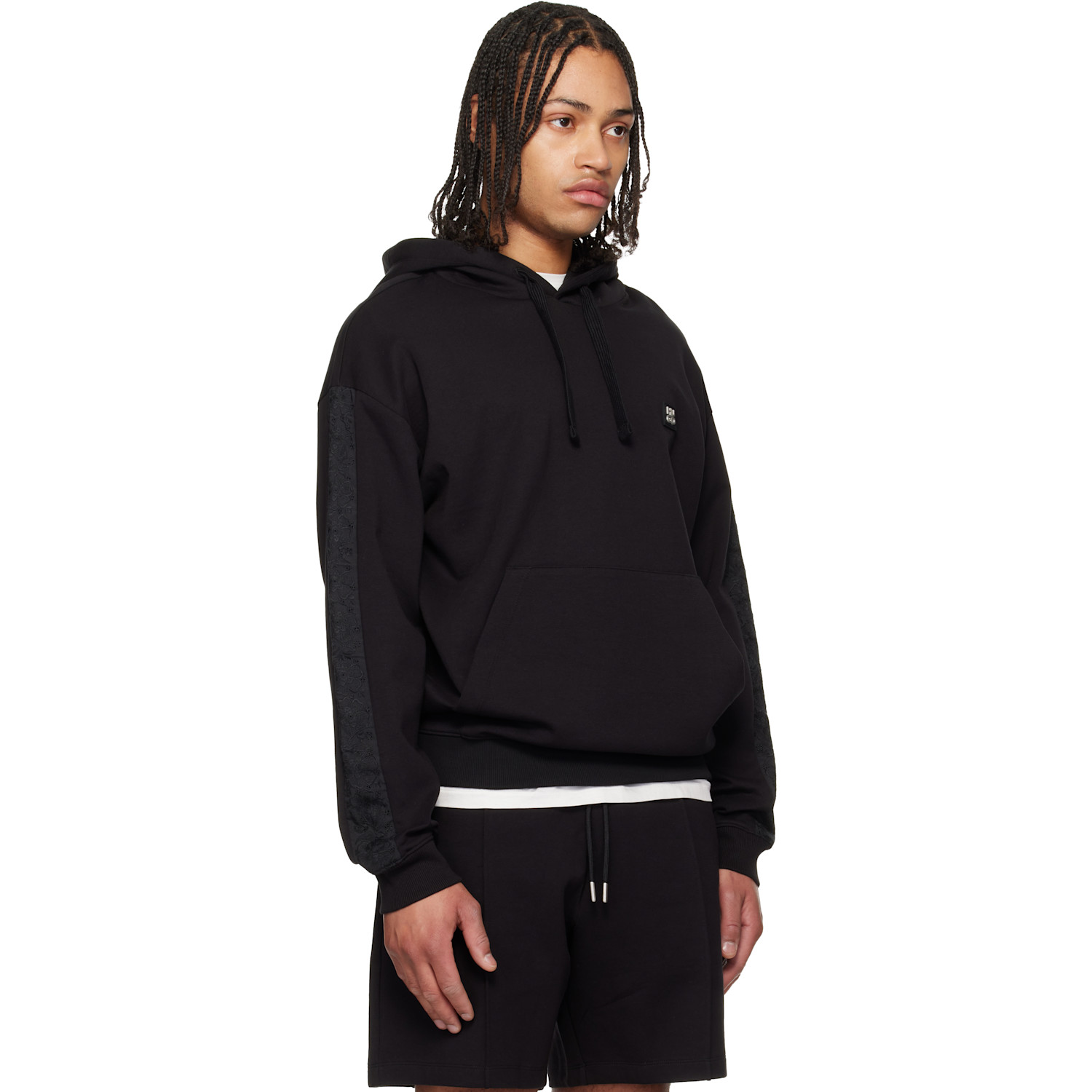  Hugo Black Lace Trim Hoodie 