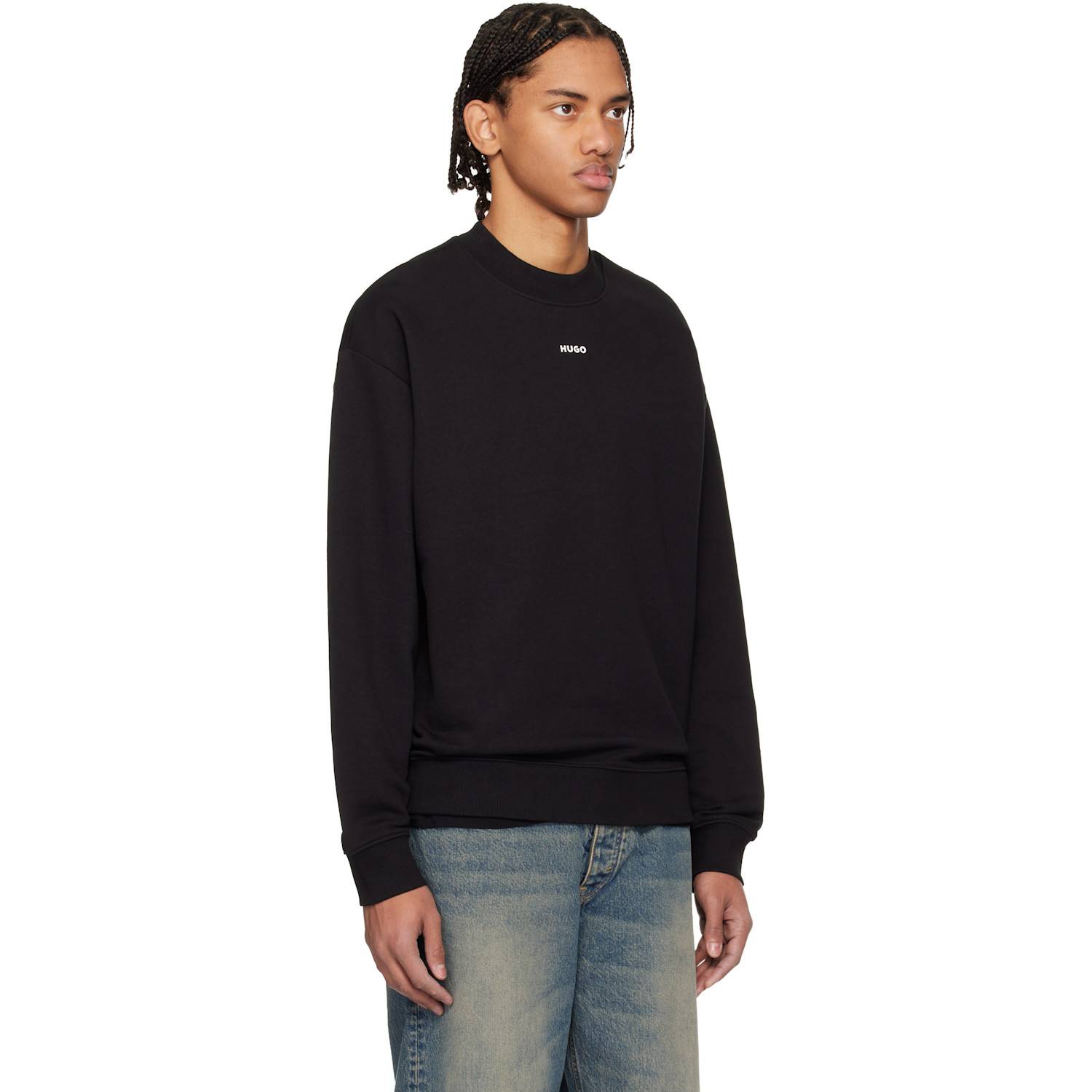  Hugo Black Logo Detail Relaxed-fit Sweatshirt 