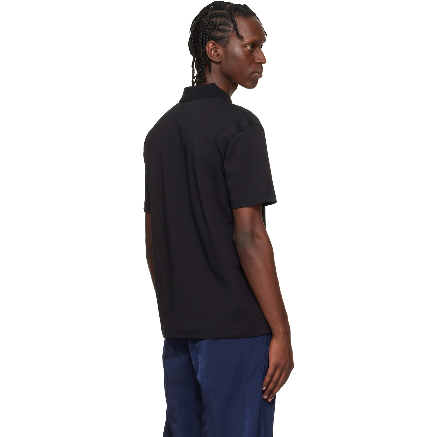  Hugo Black Stacked-logo Interlock Polo 
