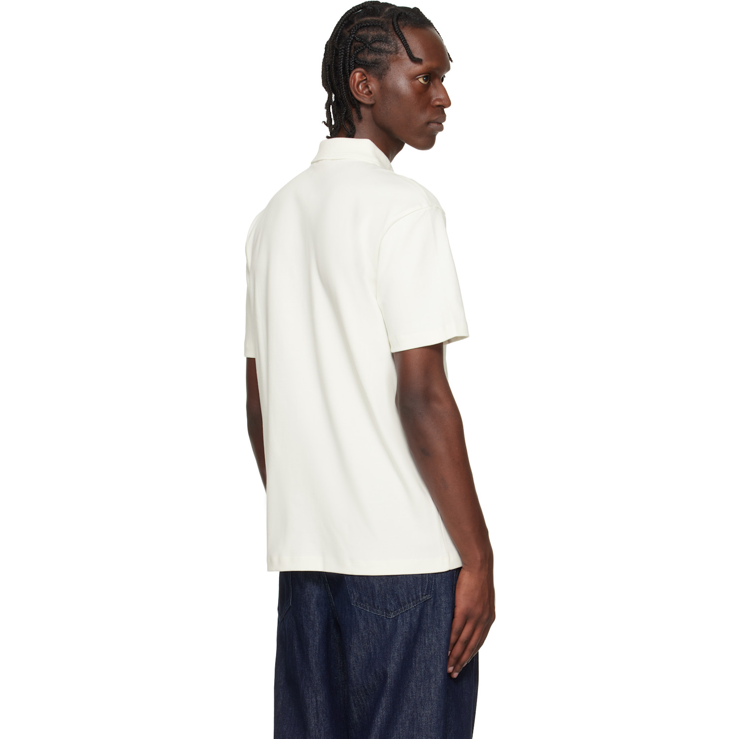  Hugo White Stacked-logo Interlock Polo 