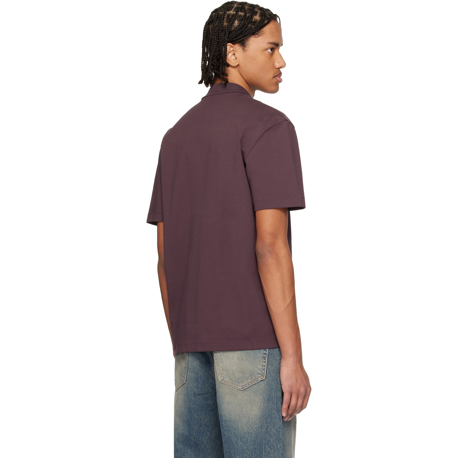  Hugo Burgundy Stacked-logo Interlock Cotton Polo 
