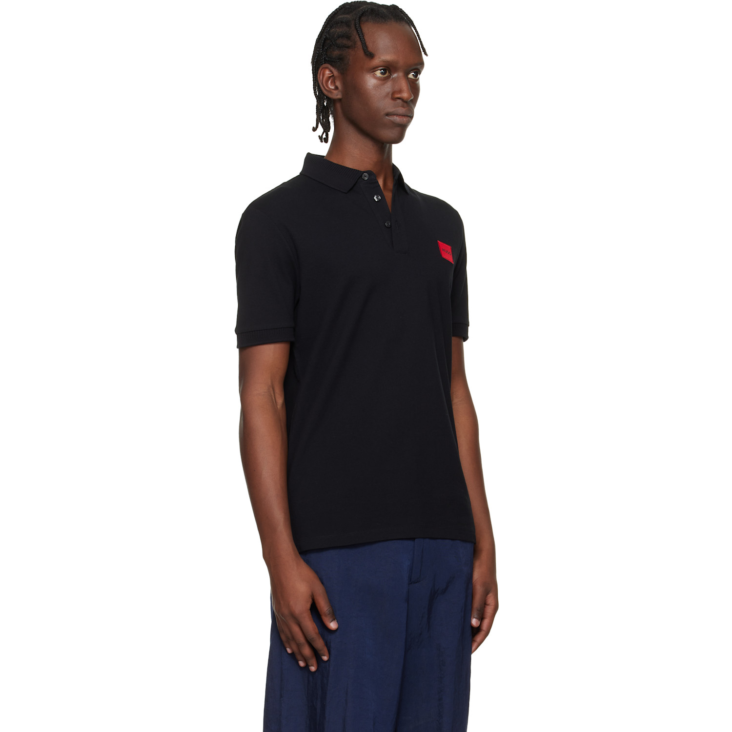  Hugo Black Slim-fit Red Logo Label Polo 
