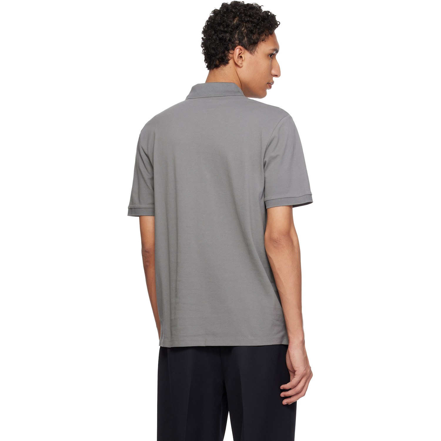  Hugo Gray Cotton Piqué Logo Polo 