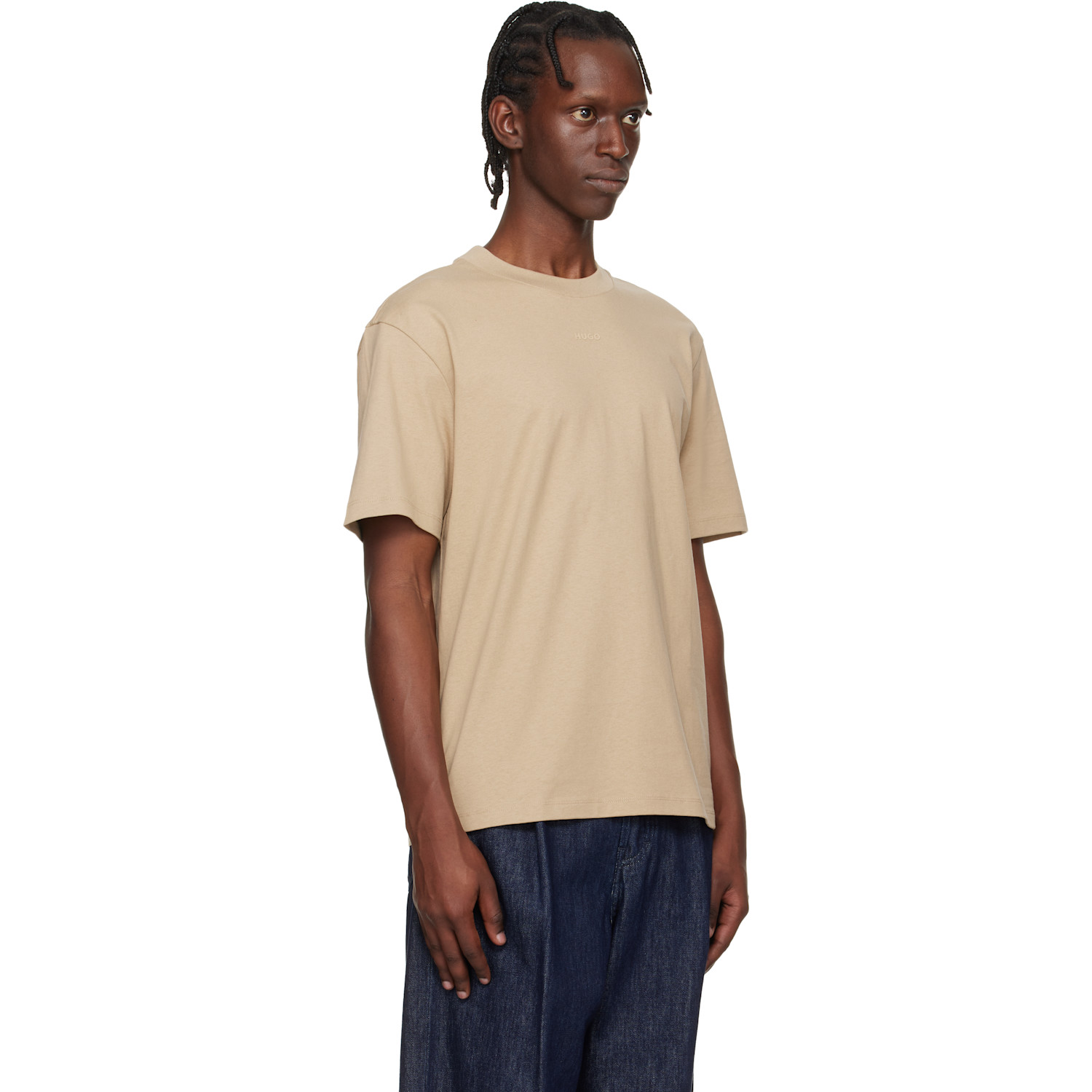  Hugo Beige Relaxed-fit Logo-print T-shirt 