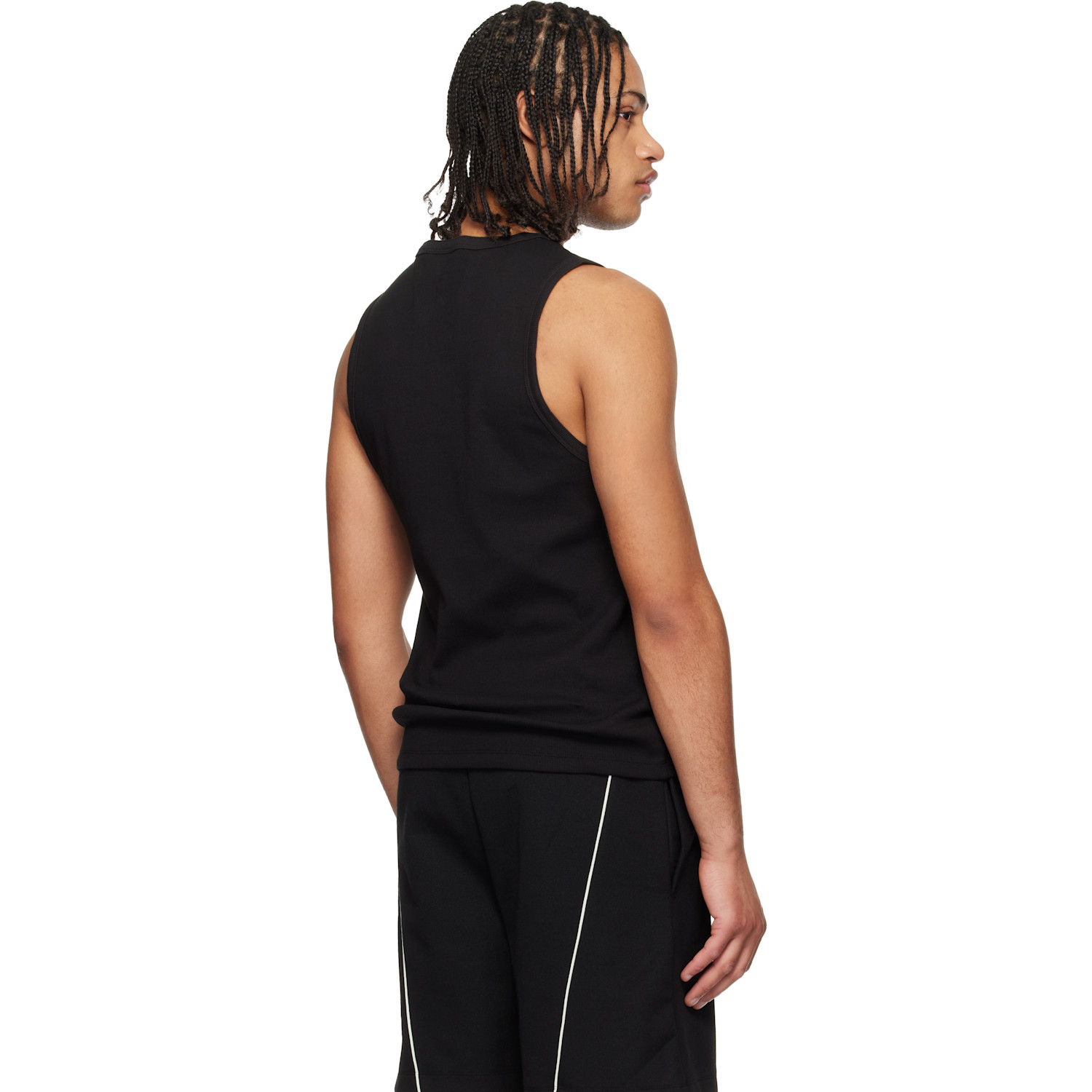  Hugo Black Contrast-logo Slim-fit Stretch Cotton Tank Top 