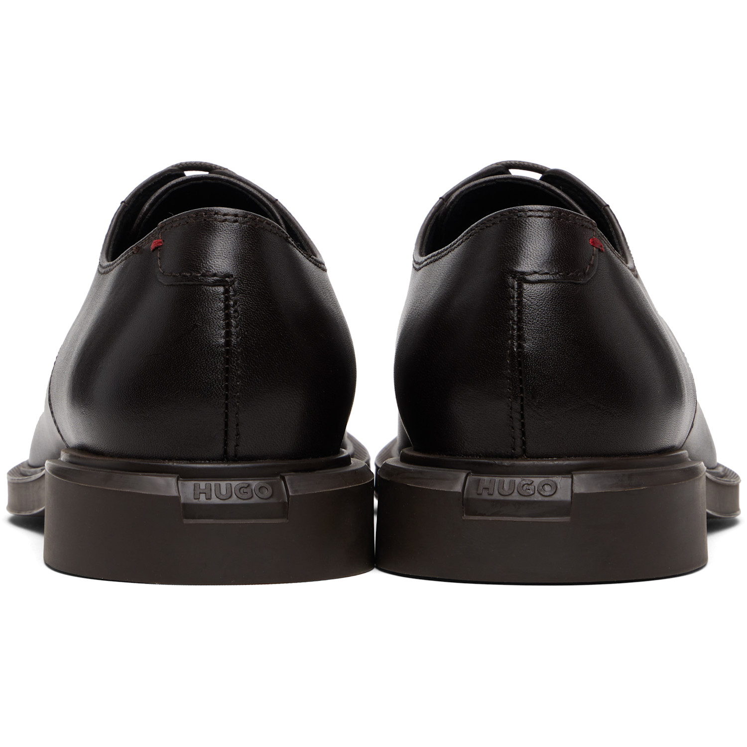  Hugo Brown Leather Embossed Logo Derbys 
