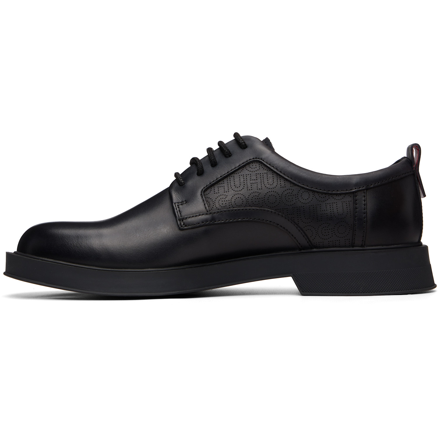  Hugo Black Perforated Monograms Leather Derbys 