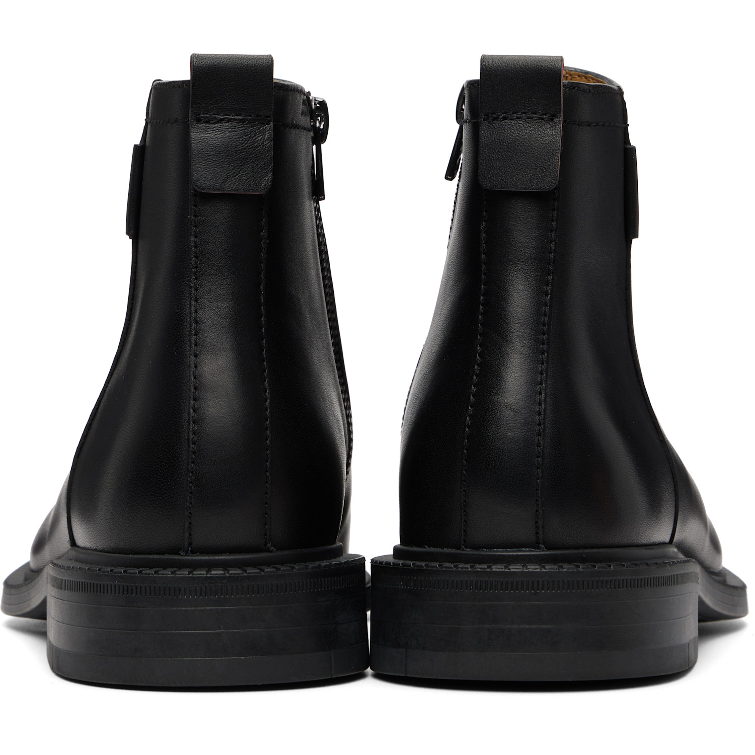  Hugo Black Leather Logo Trim Boots 