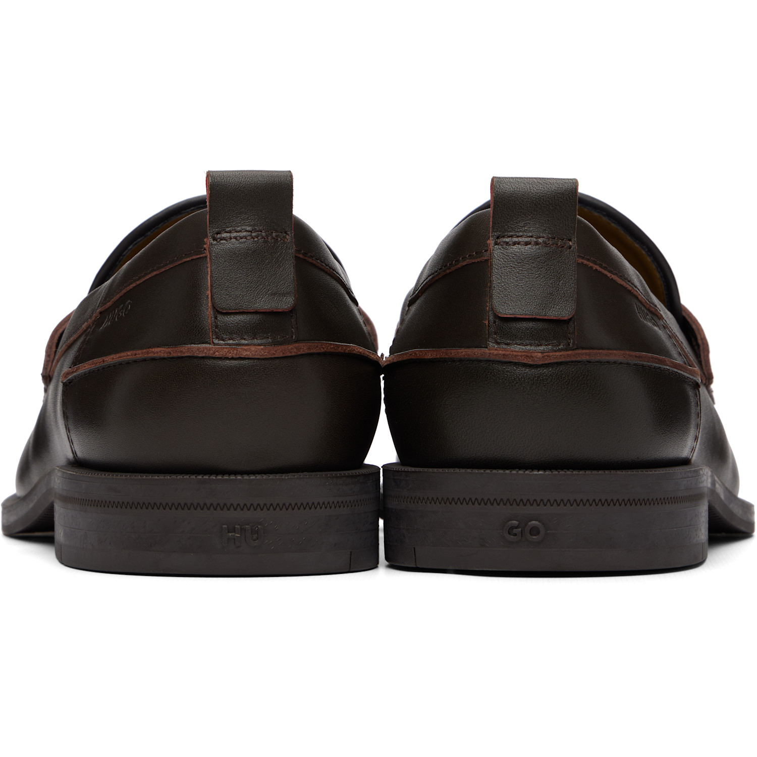  Hugo Brown Crocodile Vamp Leather Loafers 