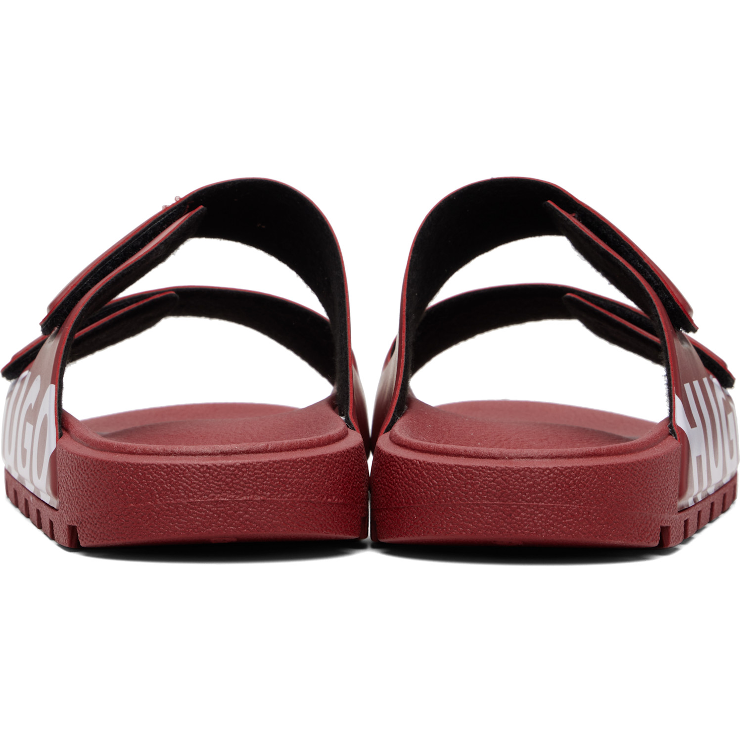  Hugo Red Double Touch-closure Straps Logo Sandals 