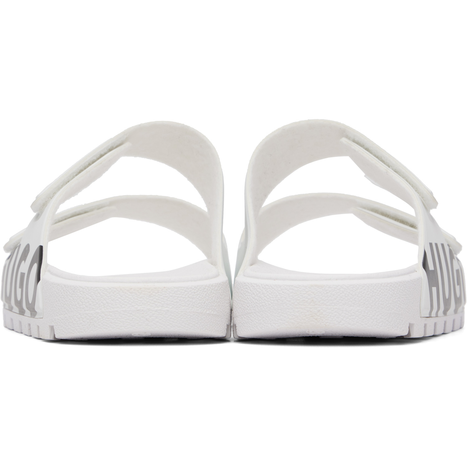  Hugo White Double Touch-closure Straps Logo Sandals 