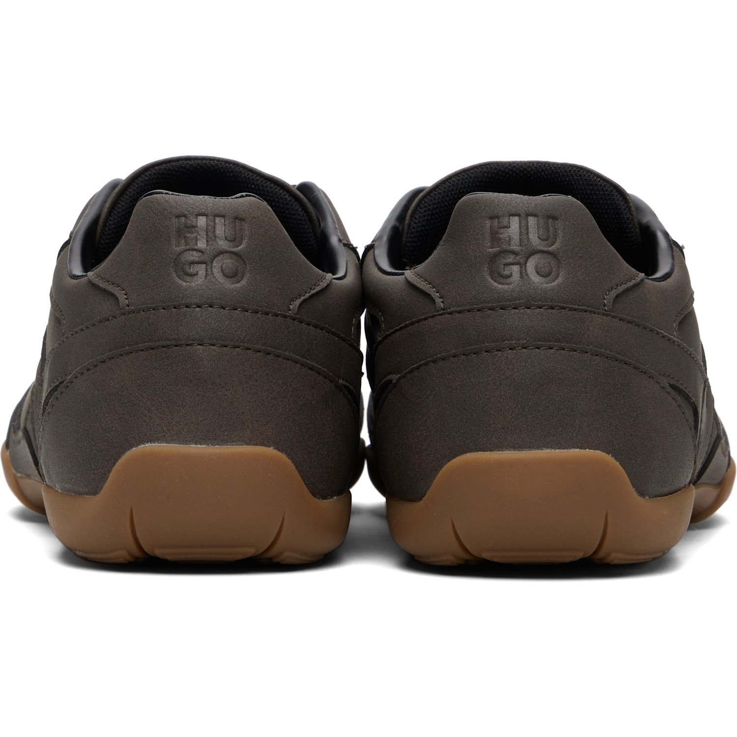  Hugo Brown Stacked Logo Faux-leather Sneakers 
