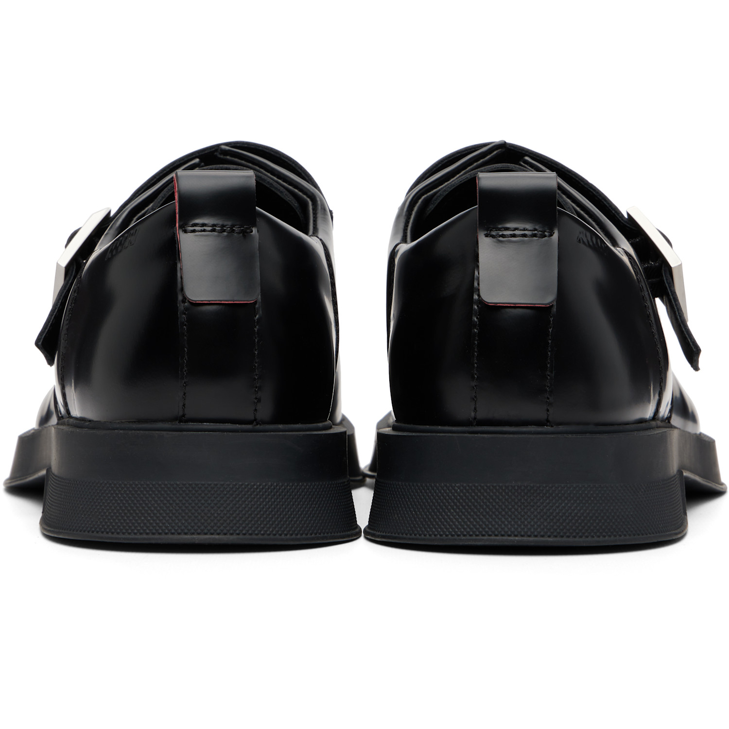  Hugo Black Leather Logo Buckle Monkstraps 