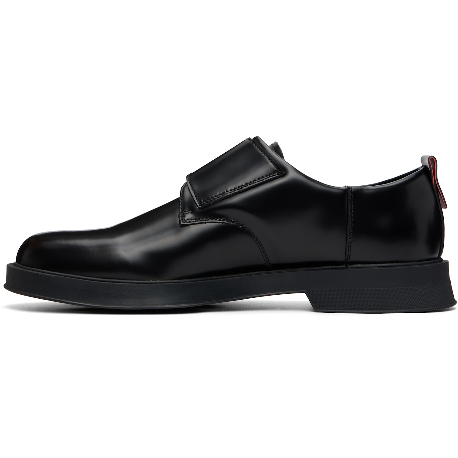  Hugo Black Leather Logo Buckle Monkstraps 