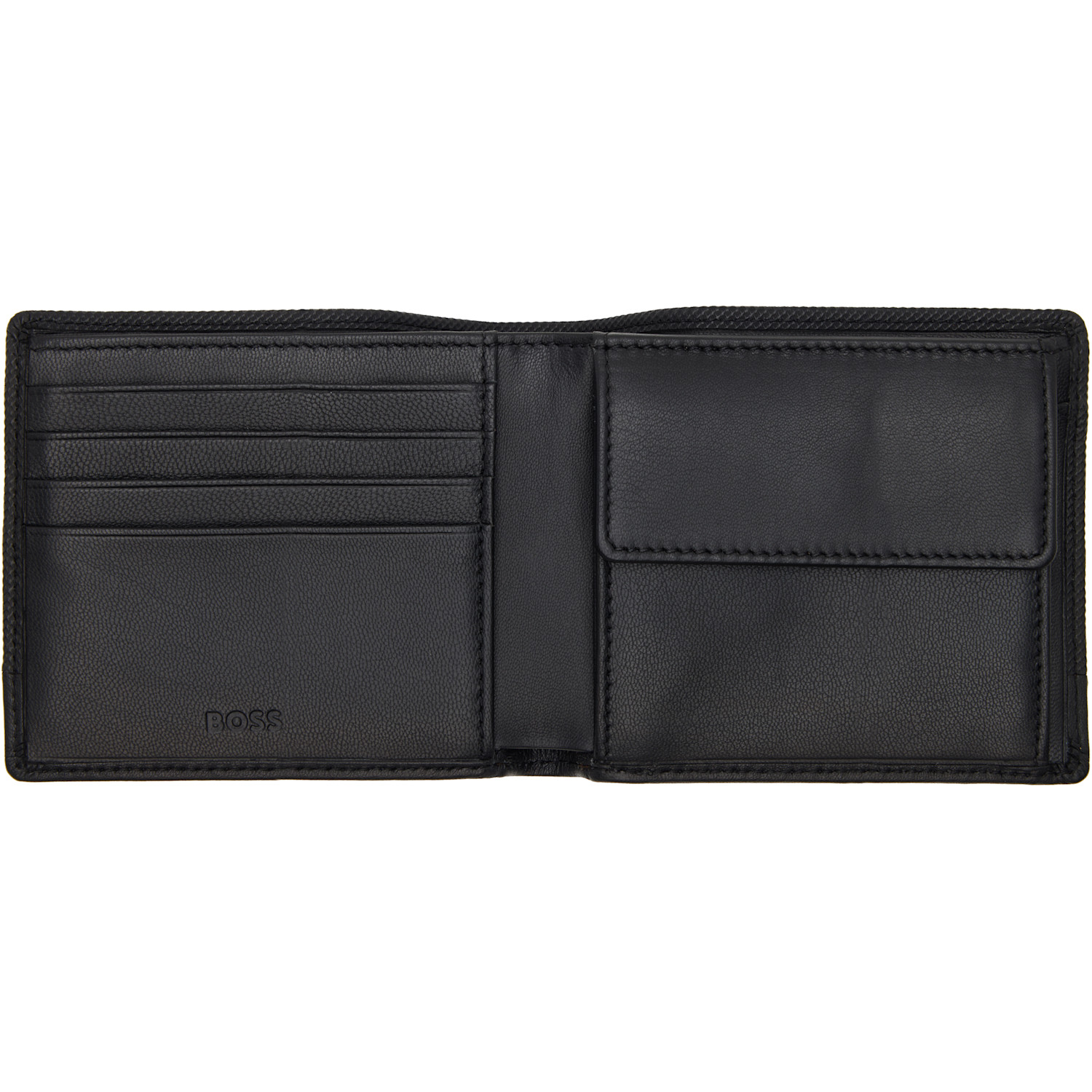  Boss Black Textured Faux-leather Wallet 