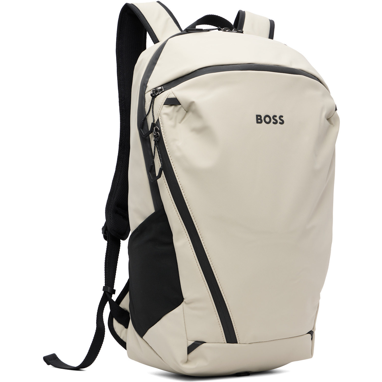  Boss Beige Faux-leather Reflective Detail Backpack 
