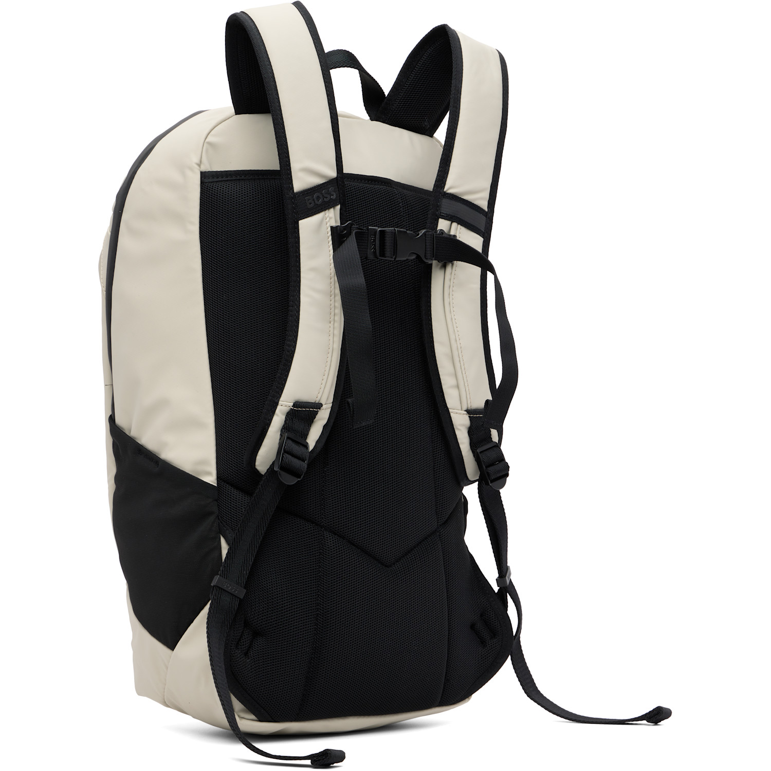  Boss Beige Faux-leather Reflective Detail Backpack 
