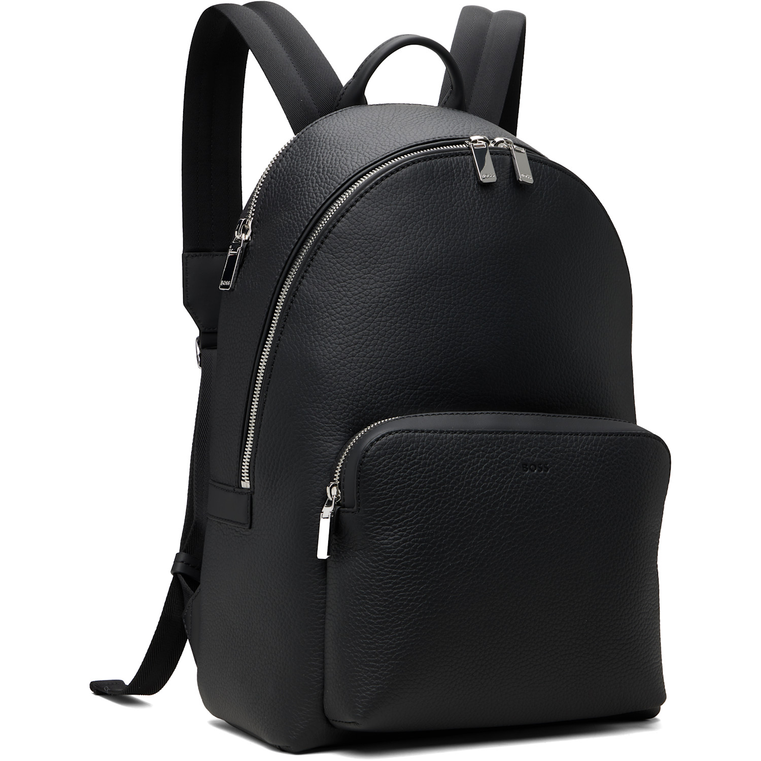  Boss Black Embossed-logo Leather Backpack 