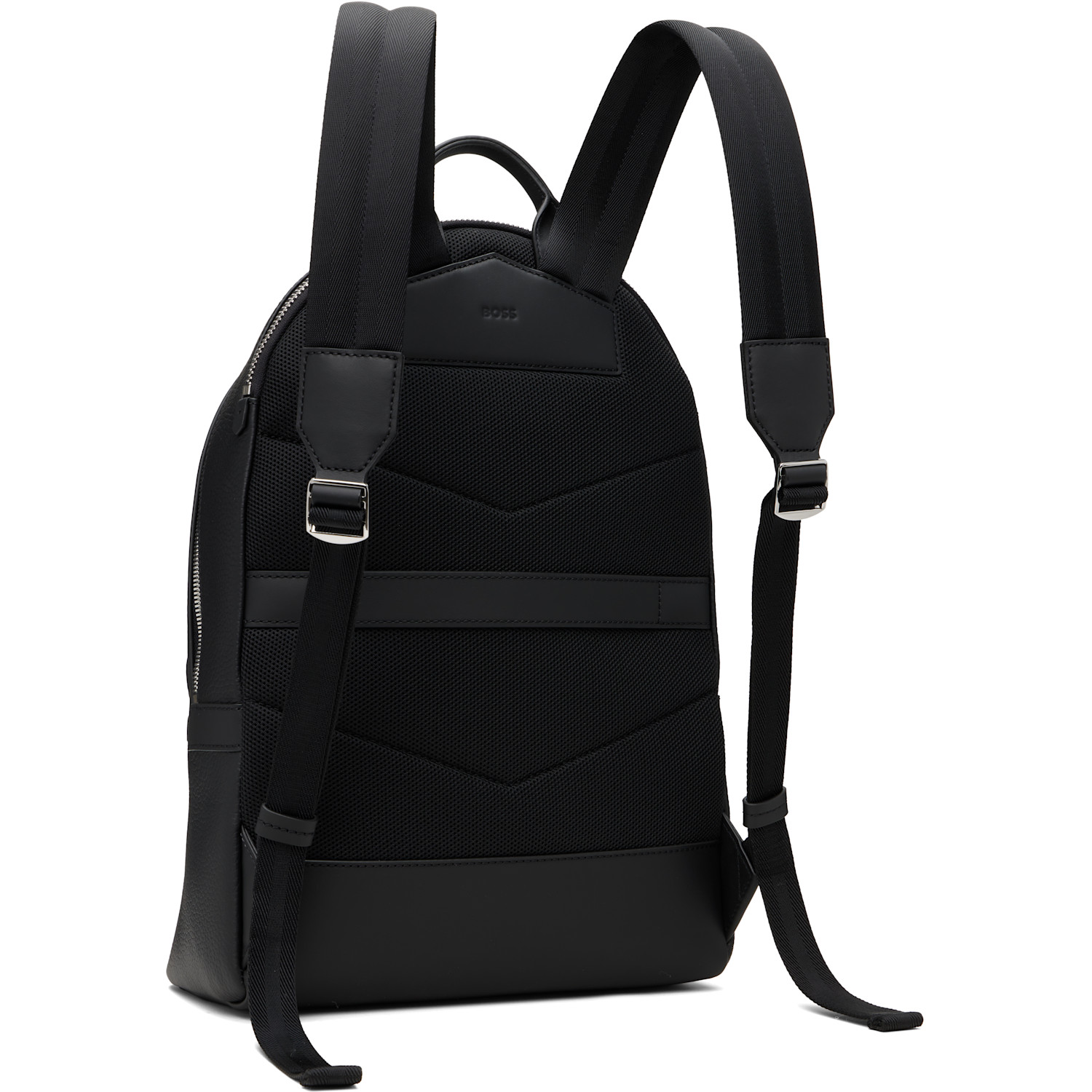  Boss Black Embossed-logo Leather Backpack 