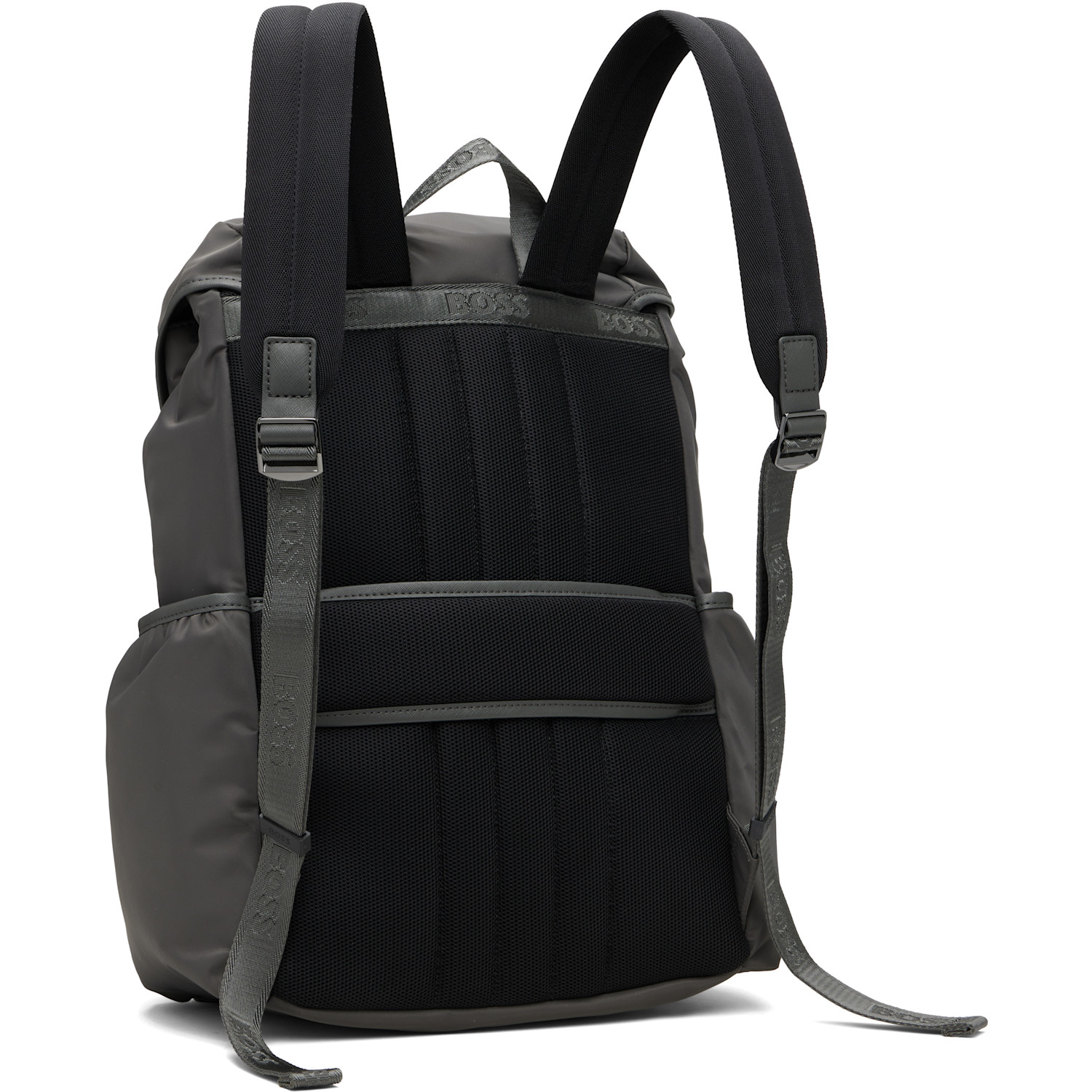  Boss Gray Double B Monogram Twill Backpack 