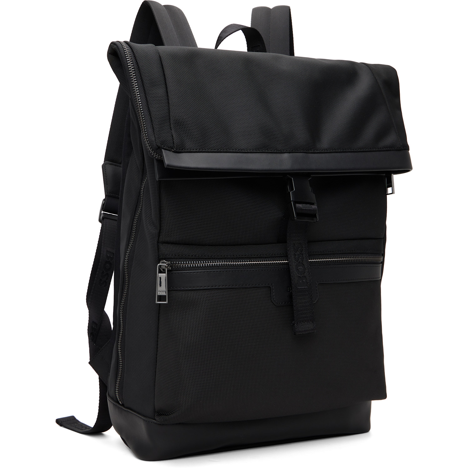  Boss Black Canvas Flap Backpack 