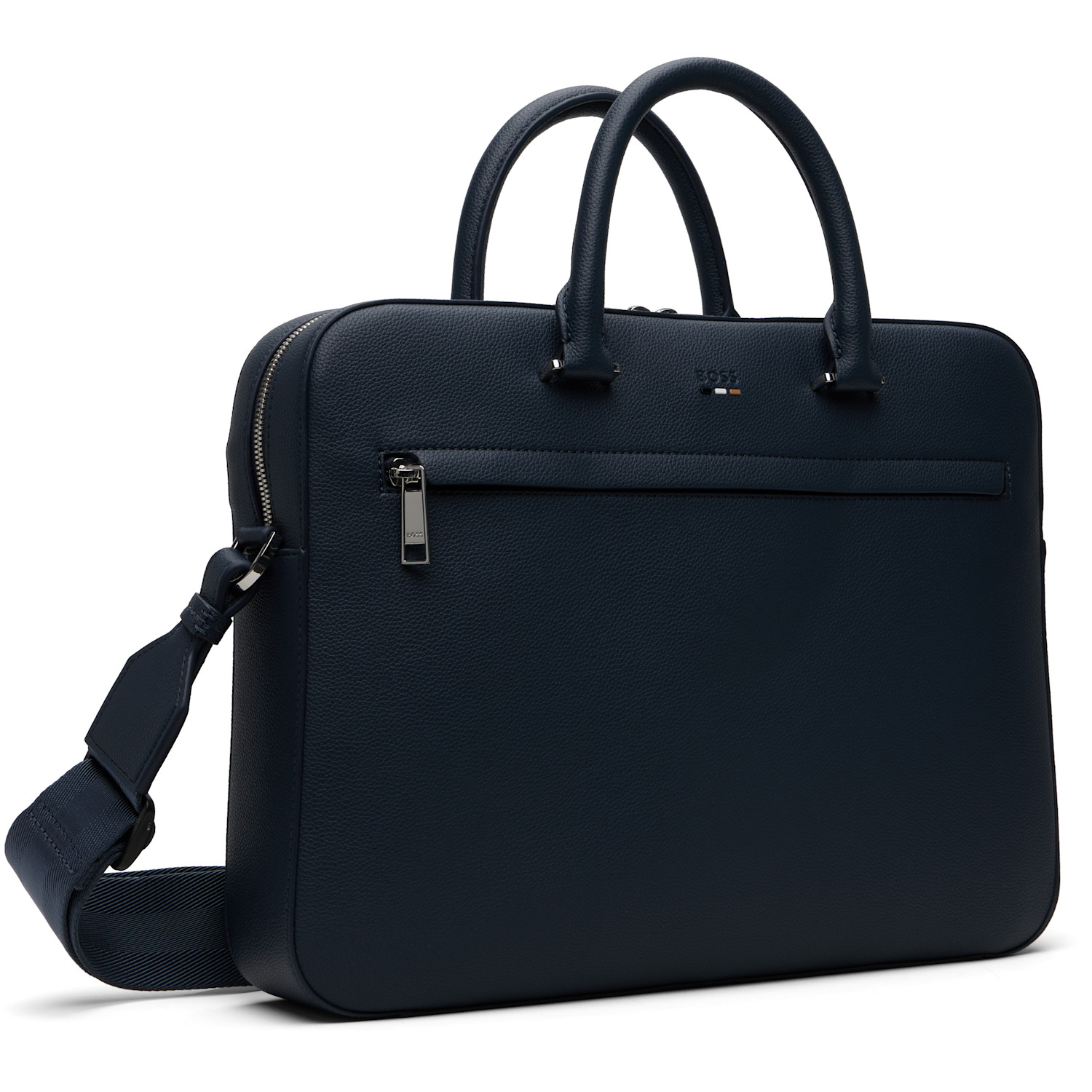  Boss Navy Logo-embossed Faux-leather Briefcase 