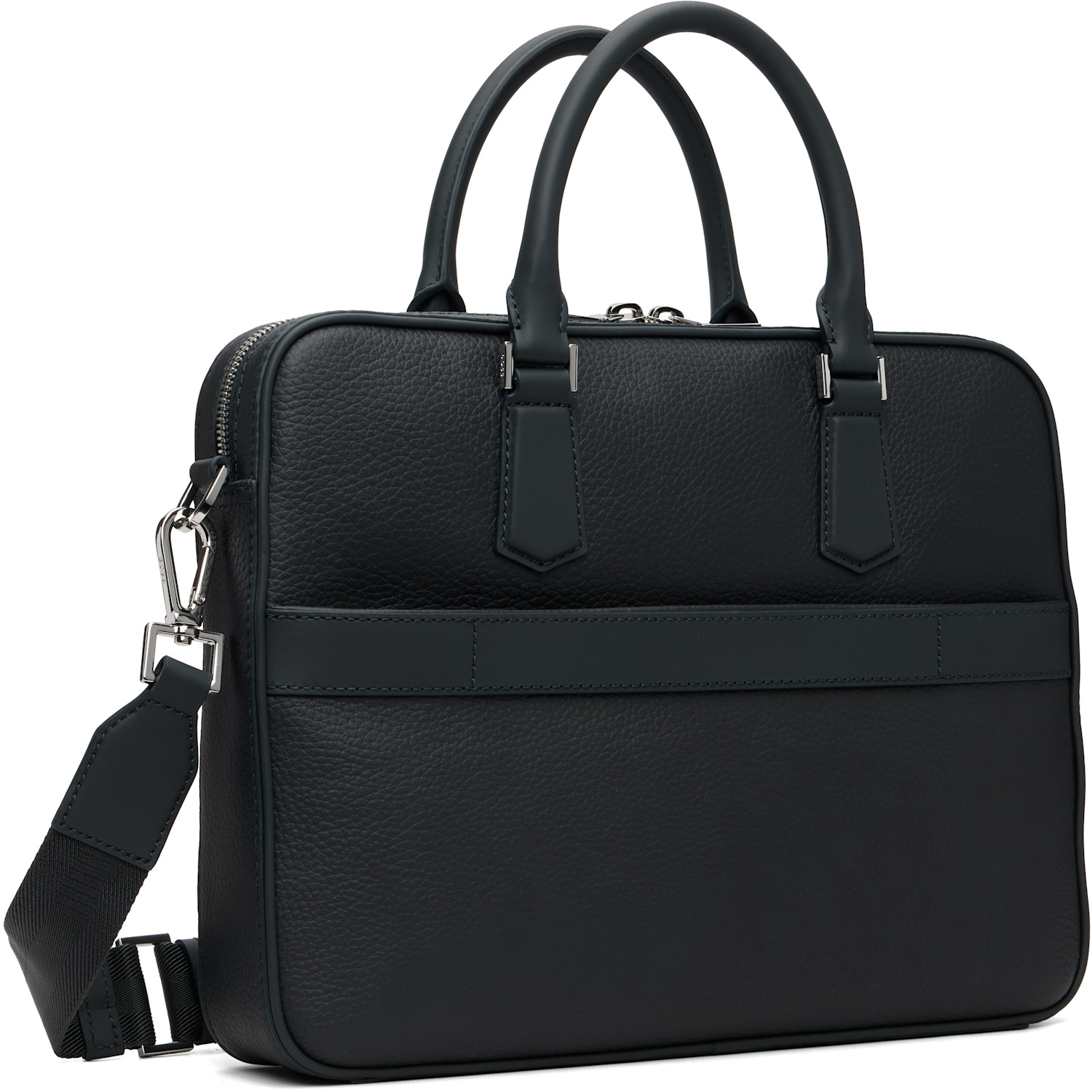  Boss Navy Italian-leather Document Briefcase 