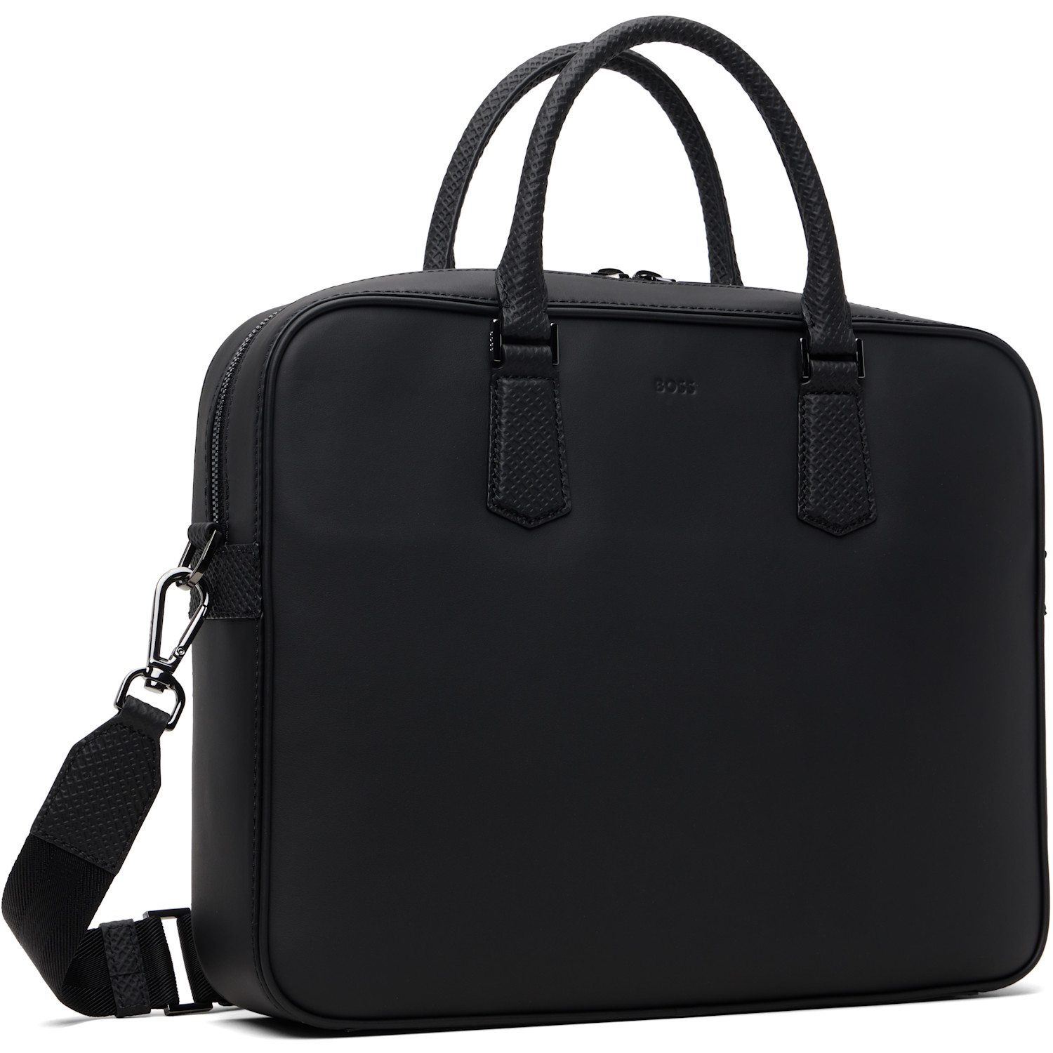  Boss Black Double B Monogram Trim Briefcase 