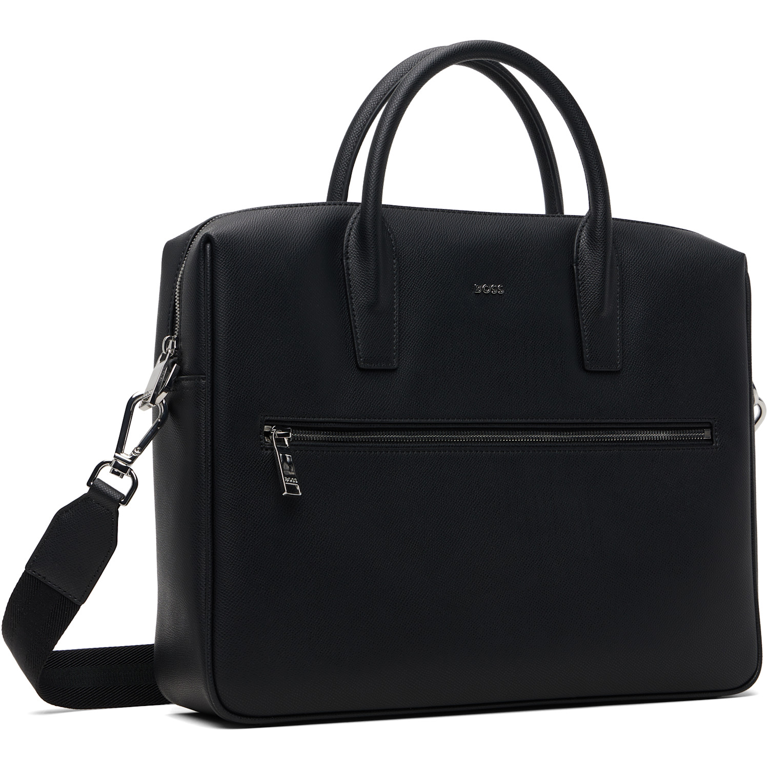  Boss Black Logo Leather Document Briefcase 