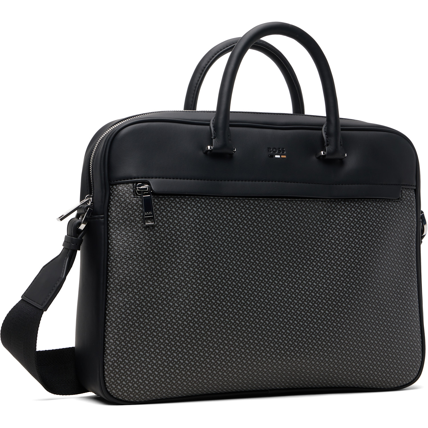  Boss Black B Monogram Signature Stripe Briefcase 
