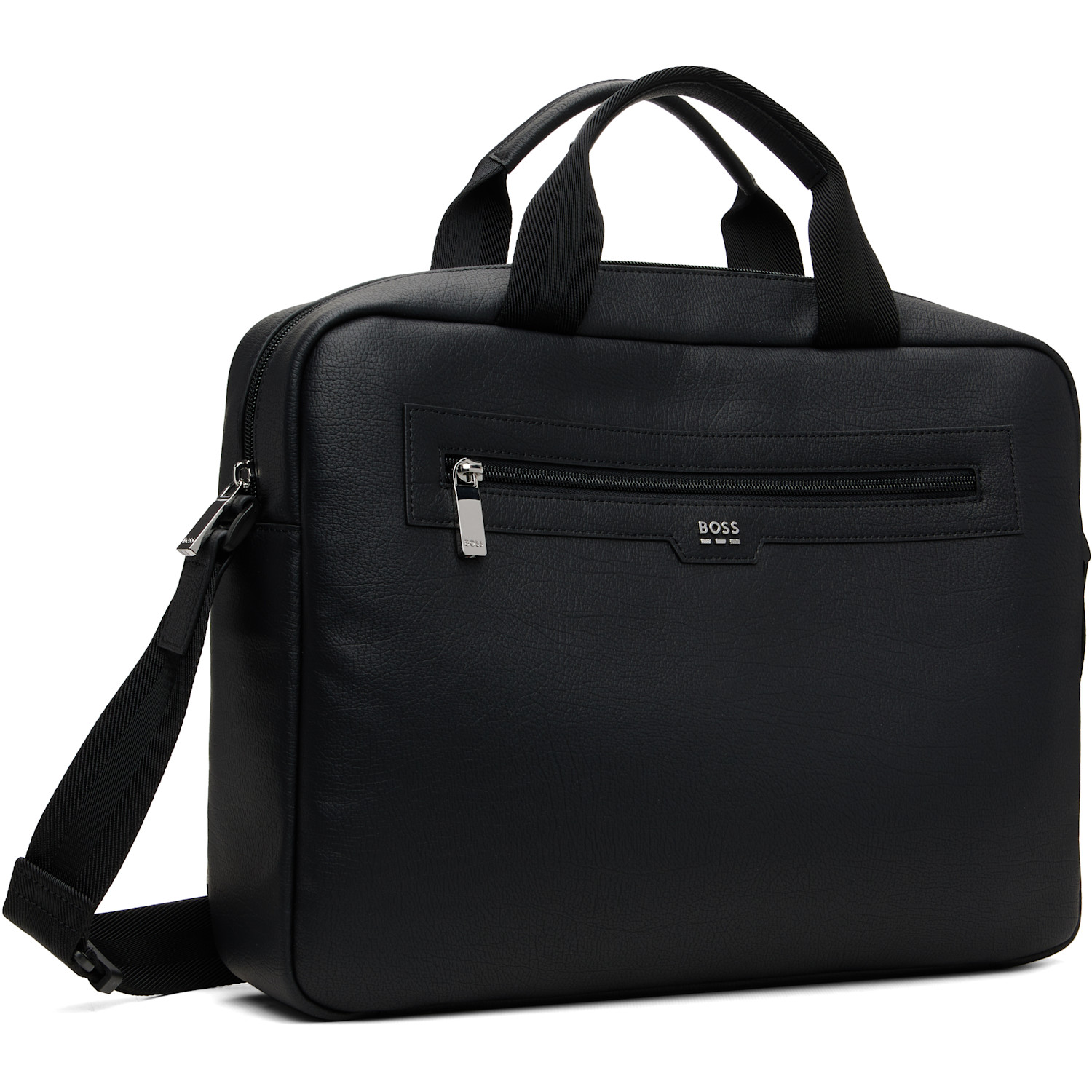  Boss Black Grained Faux-leather Briefcase 