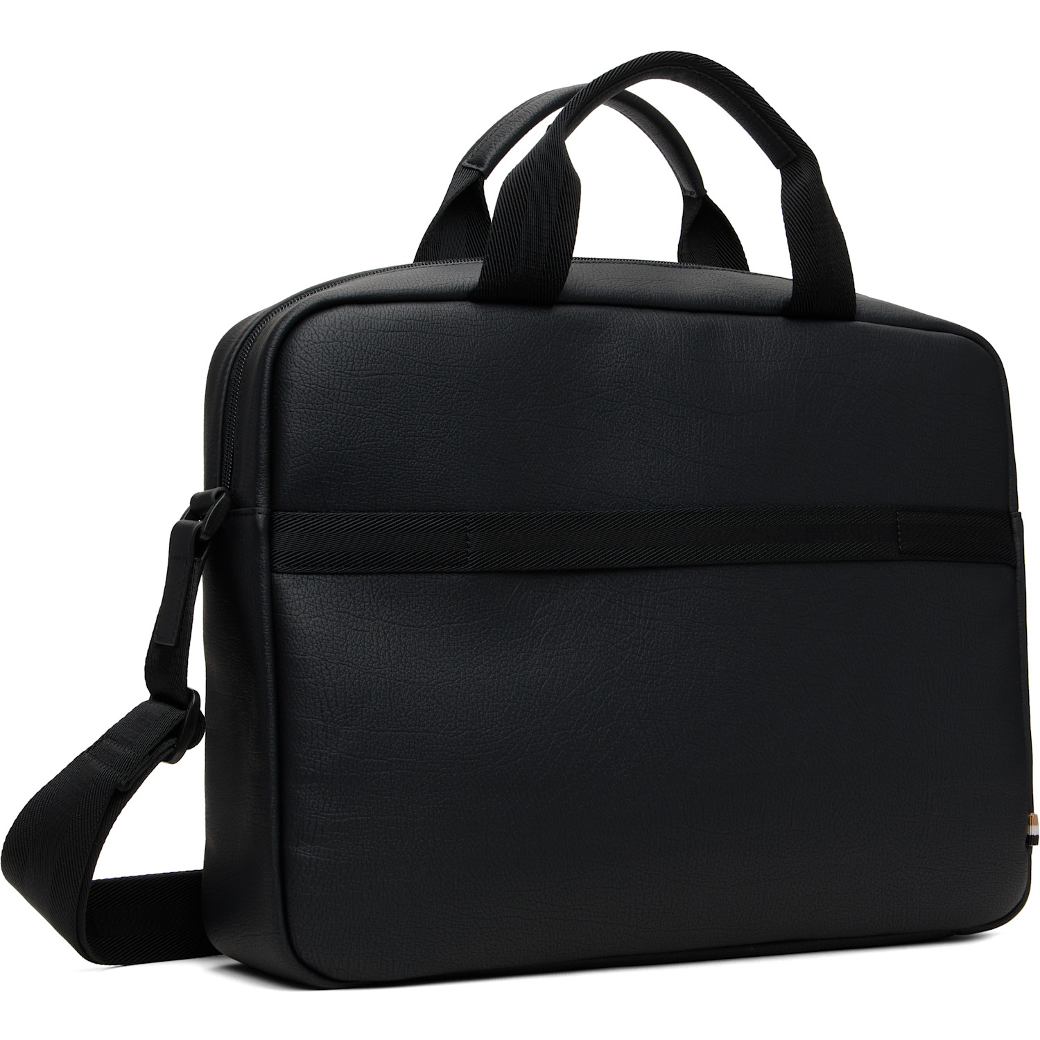  Boss Black Grained Faux-leather Briefcase 