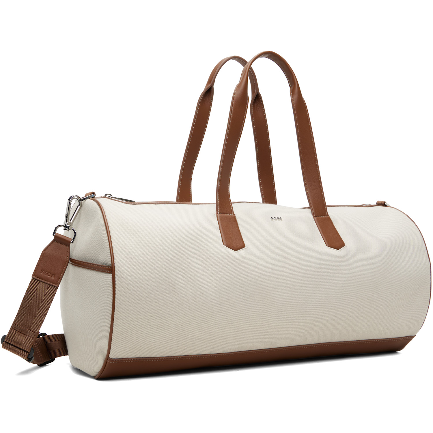  Boss Beige & Brown Twill Duffle Bag 