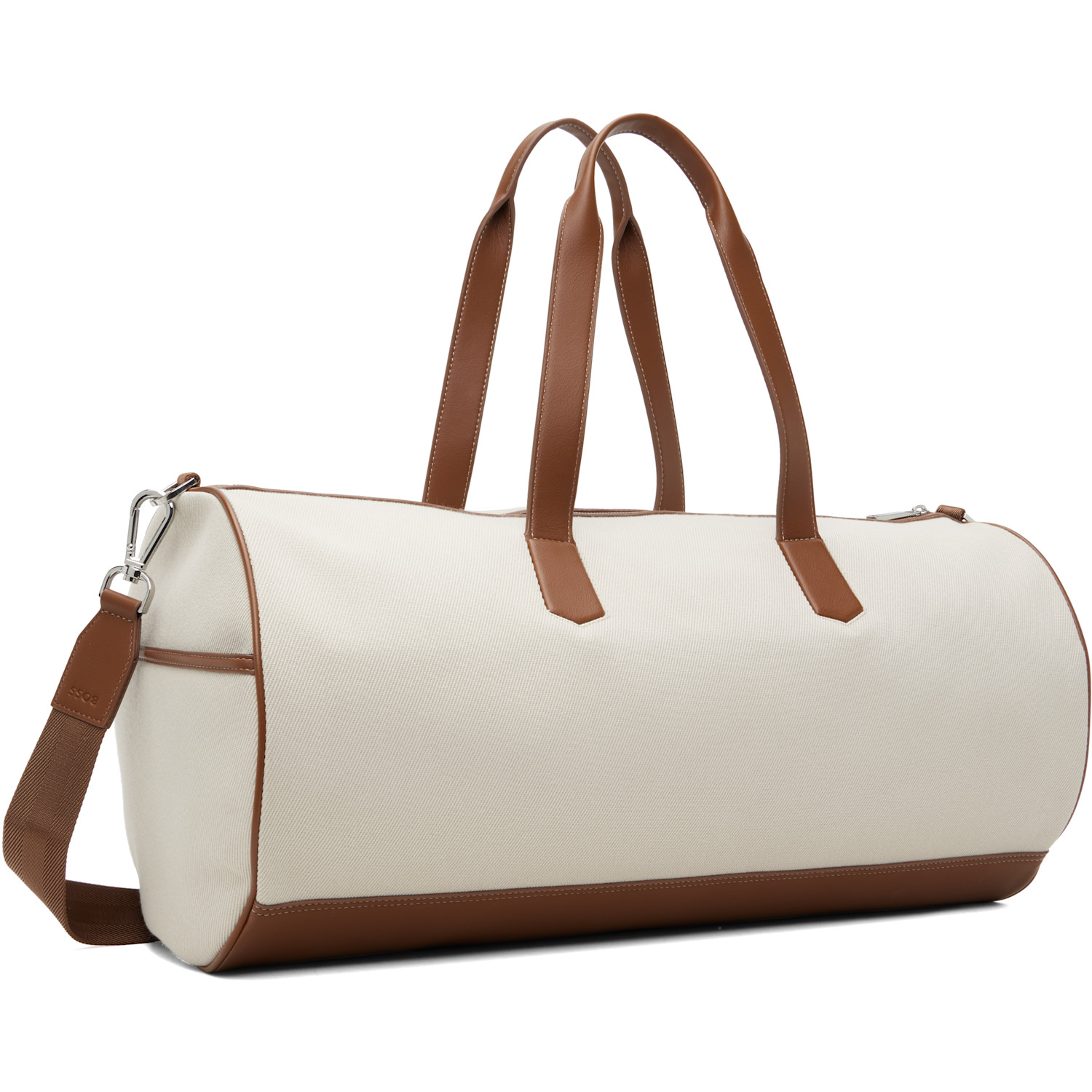  Boss Beige & Brown Twill Duffle Bag 