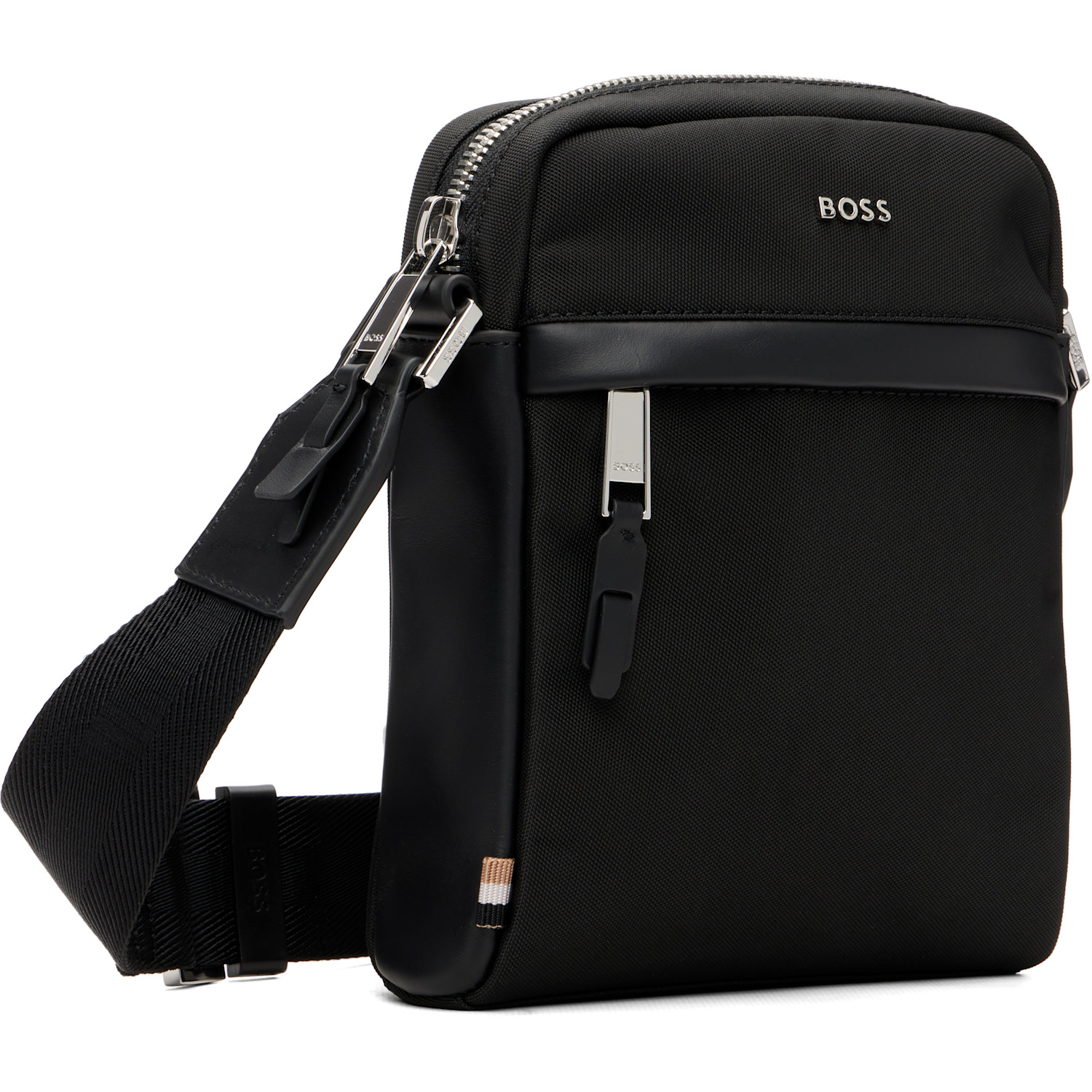  Boss Black Leather-trimmed Reporter Bag 
