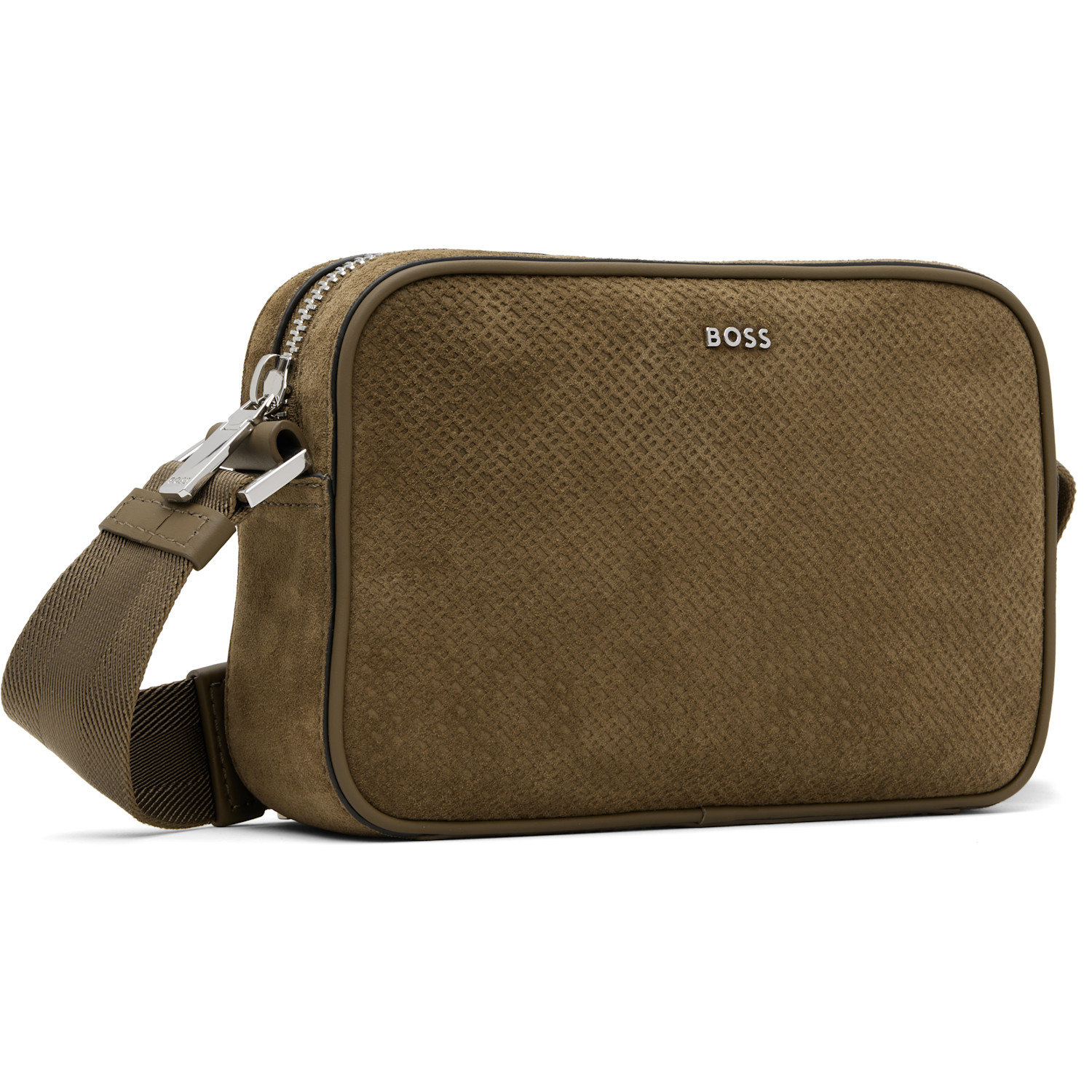  Boss Brown Suede Crossbody Pouch 
