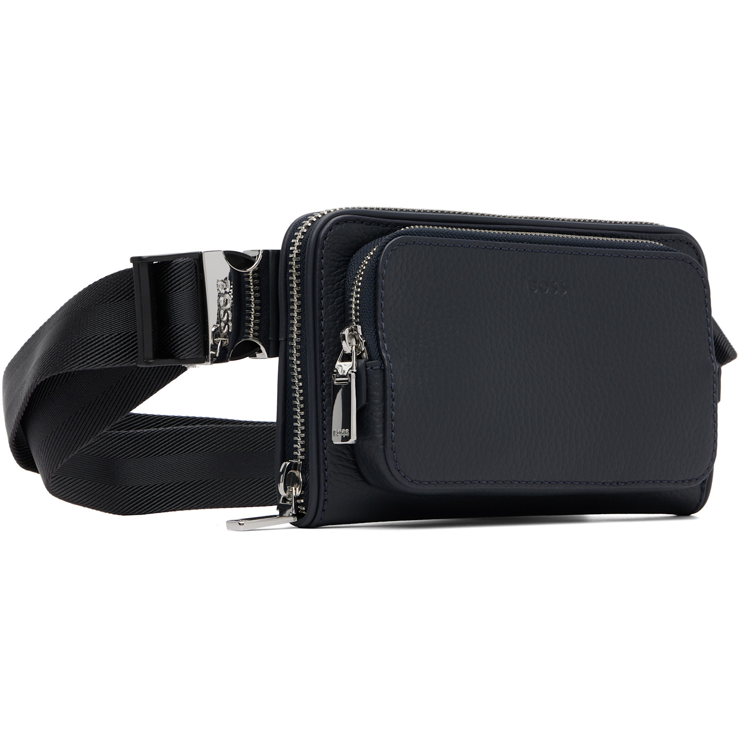  Boss Navy Leather Crossbody Belt Bag 