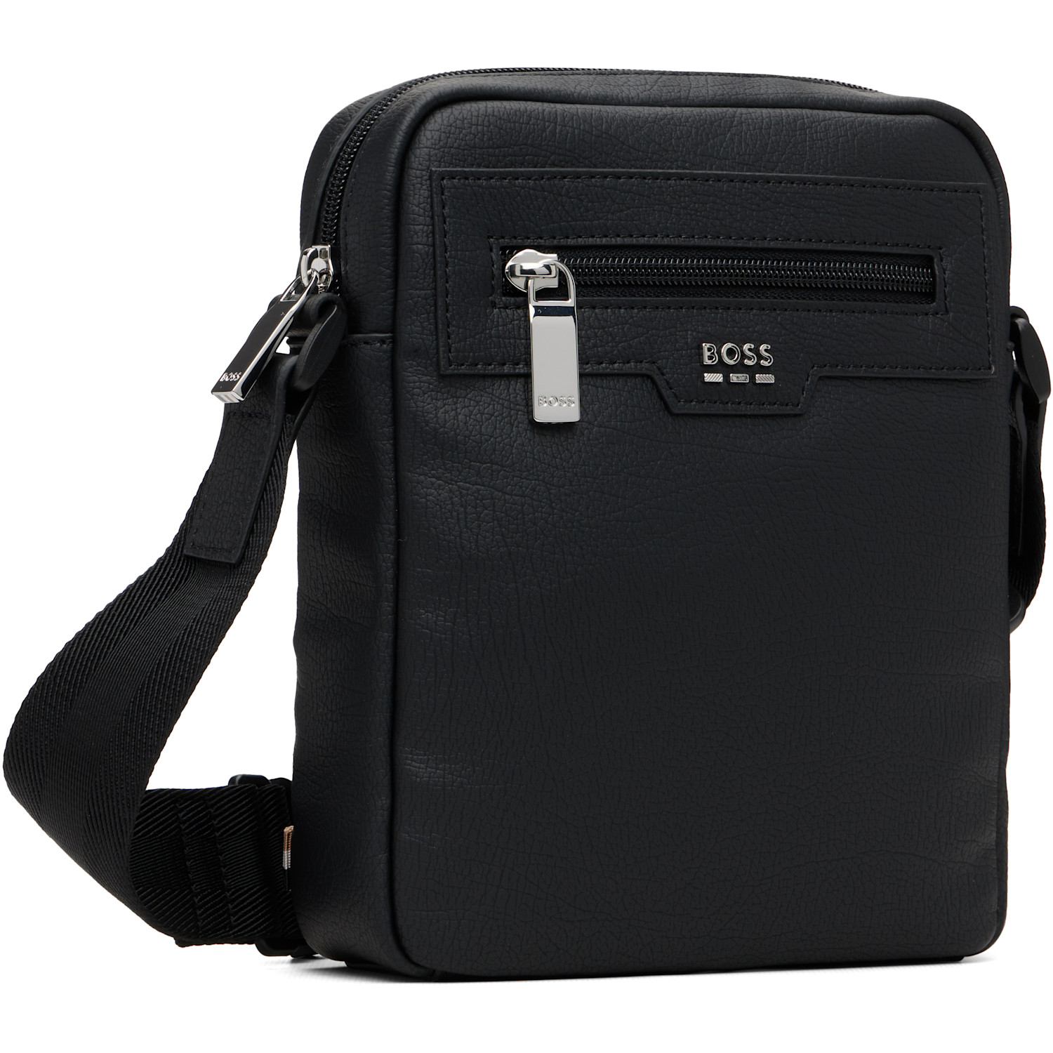  Boss Black Grained Faux-leather Pouch 