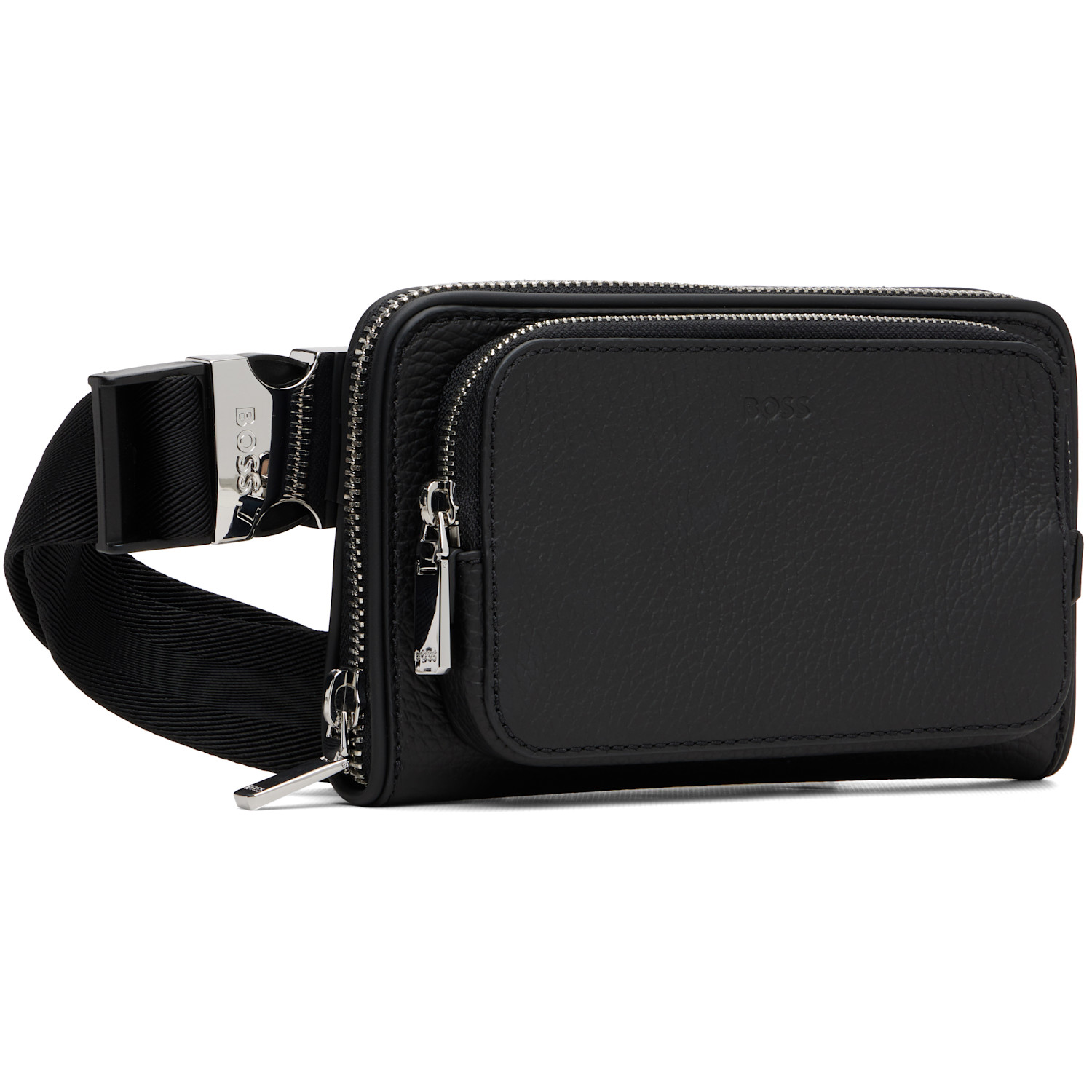  Boss Black Italian Leather Crossbody Belt Bag 