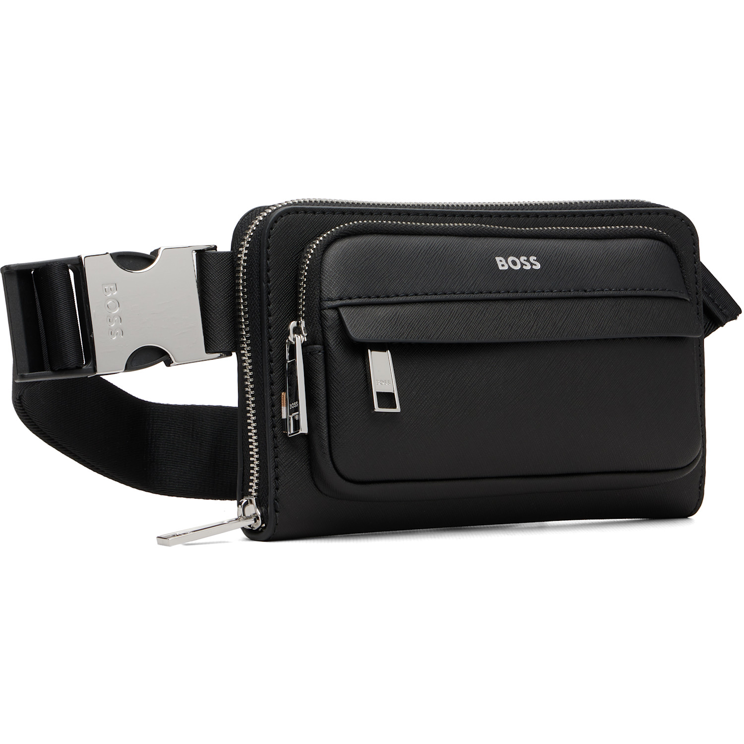  Boss Black Crossbody Foil-print Logo Belt Bag 
