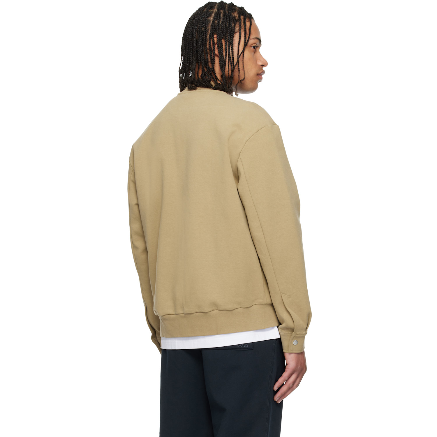  Boss Beige Zip-up Peach Cotton Blend Bomber Jacket 
