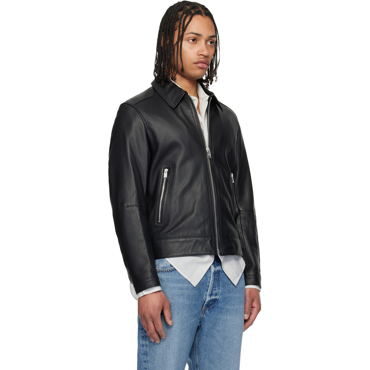  Boss Black Regular Fit Leather Jacket 